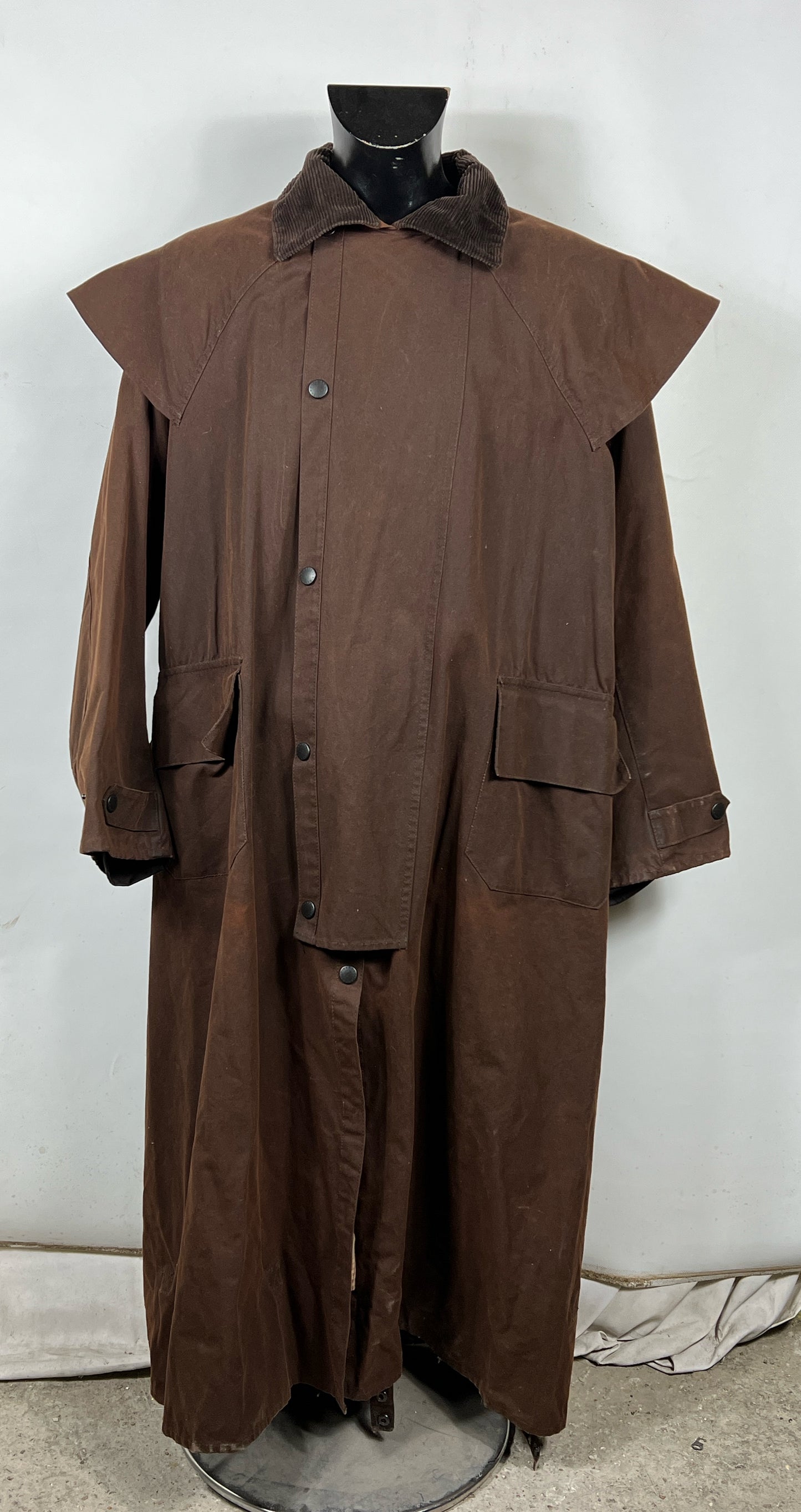 RARO Cappotto Barbour STOCKMAN marrone Large Man Brown wax Long Coat Size L