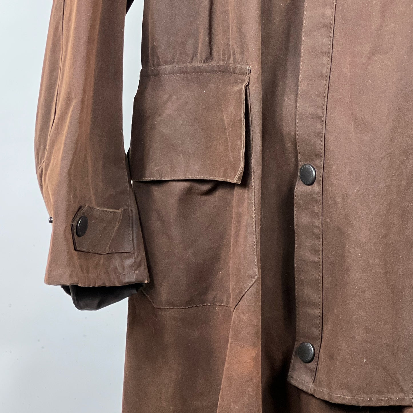 RARO Cappotto Barbour STOCKMAN marrone Large Man Brown wax Long Coat Size L