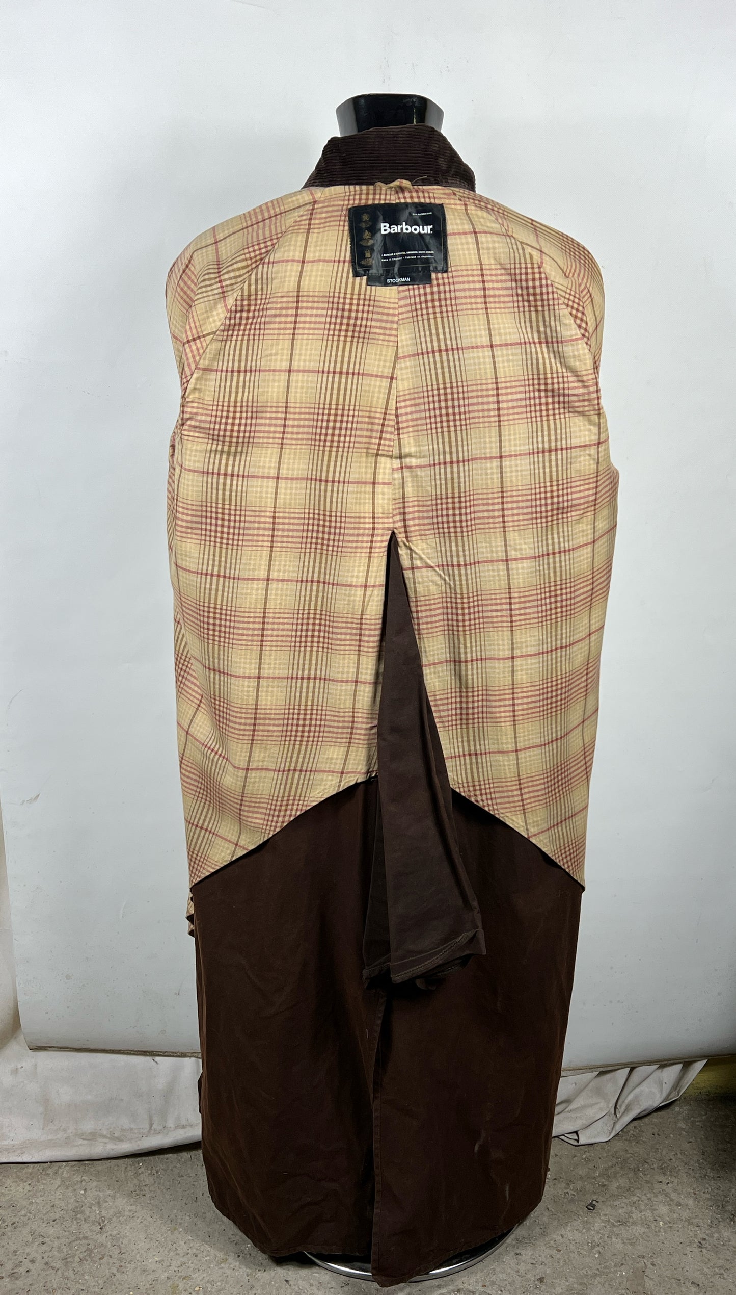 RARO Cappotto Barbour STOCKMAN marrone Large Man Brown wax Long Coat Size L
