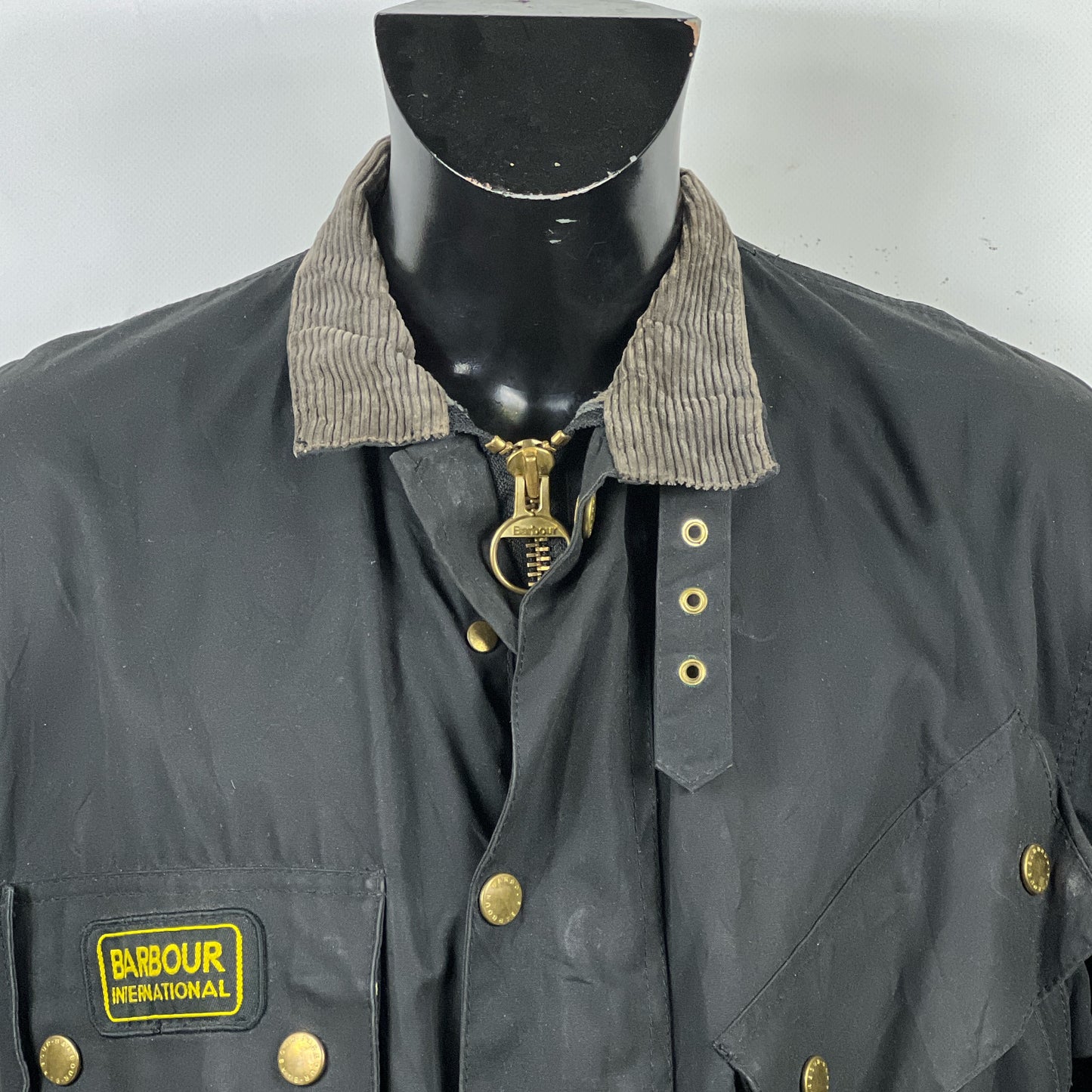 RARO Barbour International nero uomo Large C42/107cm - Black Wax International Jacket C42 Size L