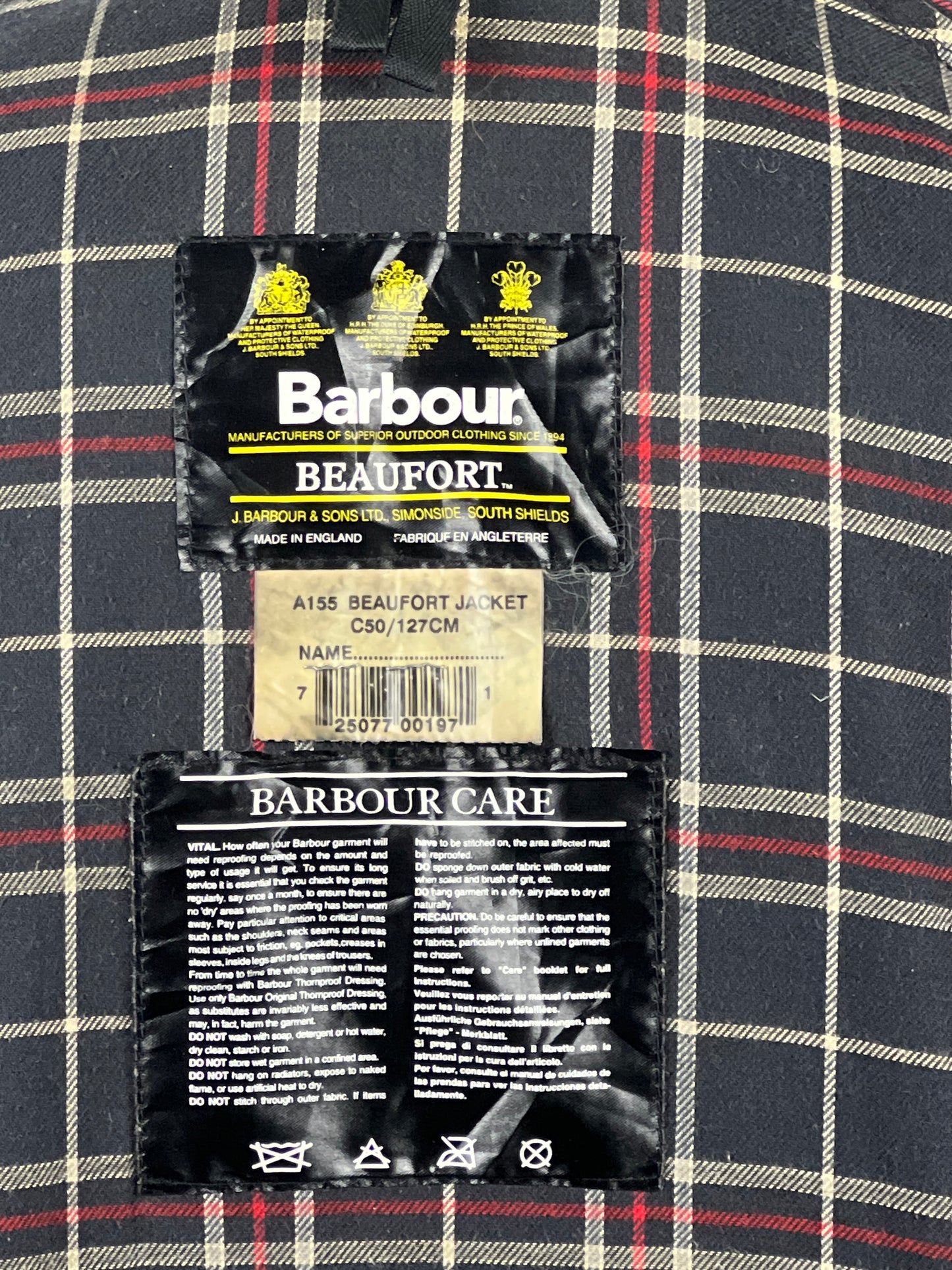 Barbour Giacca Beaufort vintage blu C50/127cm Navy Wax Beaufort jacket XXL