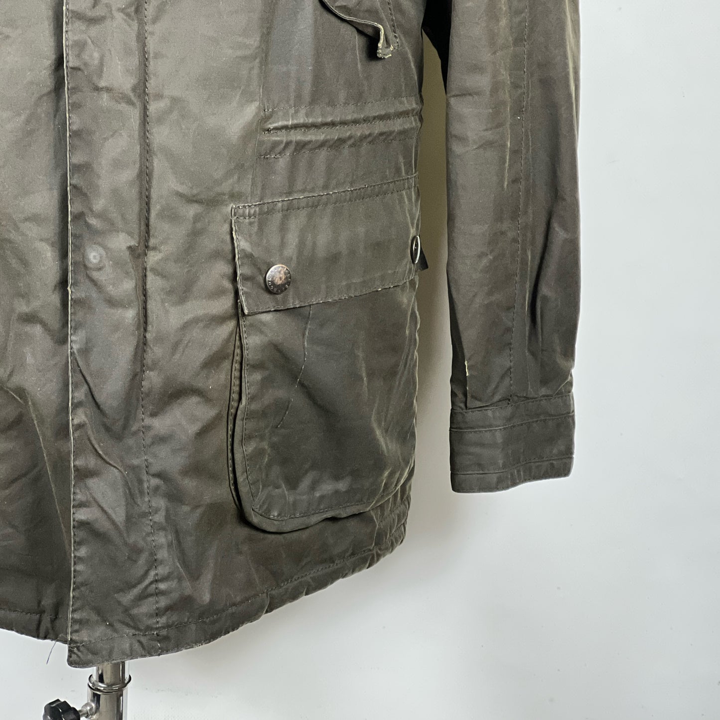 Parka Barbour verde con cappuccio Mc queen Small-Man Green Parka Jacket size Small
