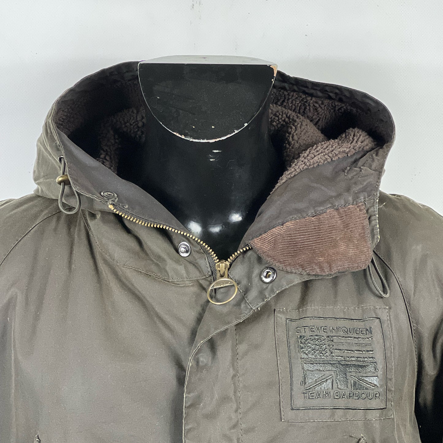 Parka Barbour verde con cappuccio Mc queen Small-Man Green Parka Jacket size Small