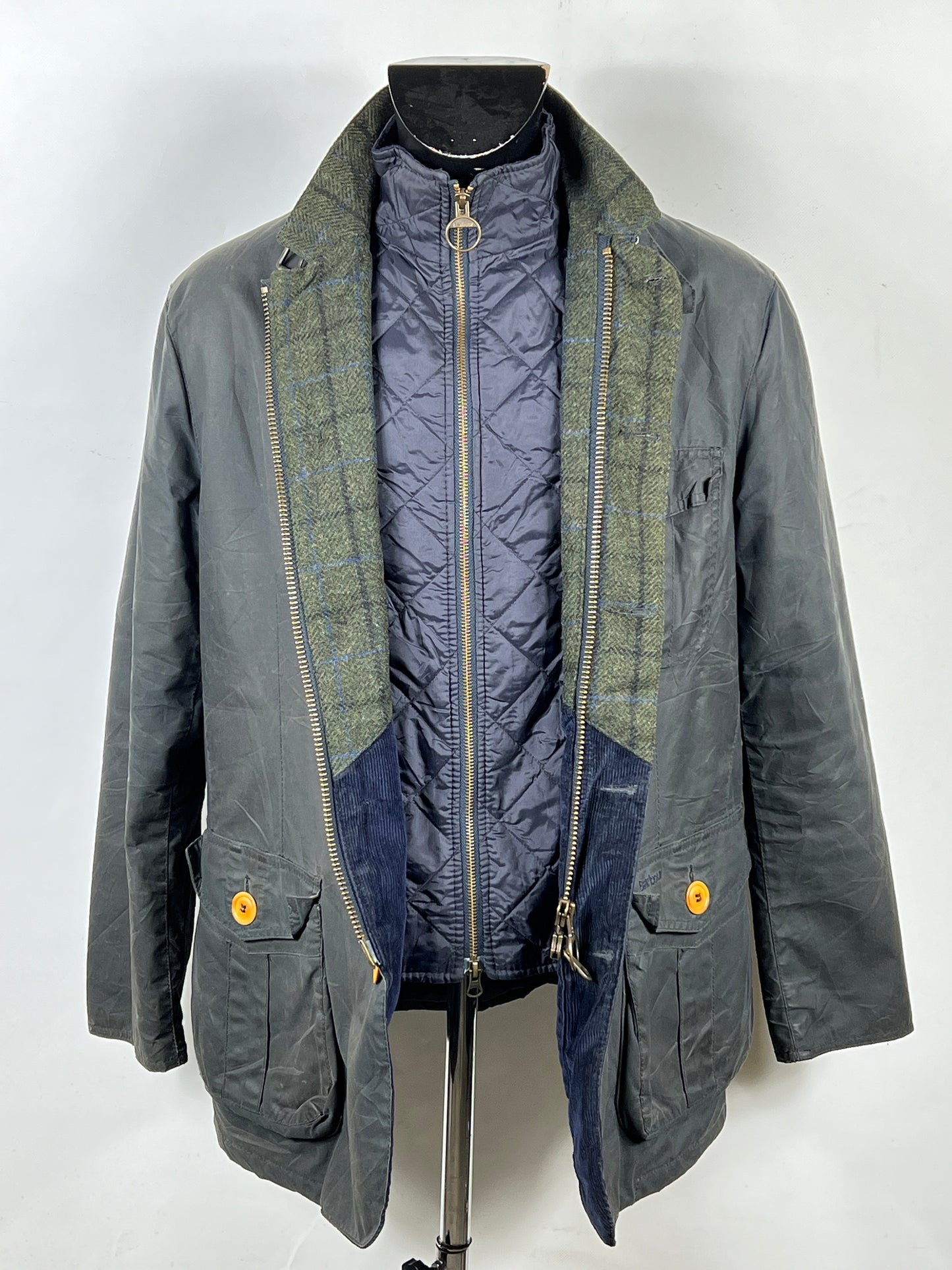 Giacca Barbour da uomo blu recente Kempt XL - Navy Wax man Jacket Size XL