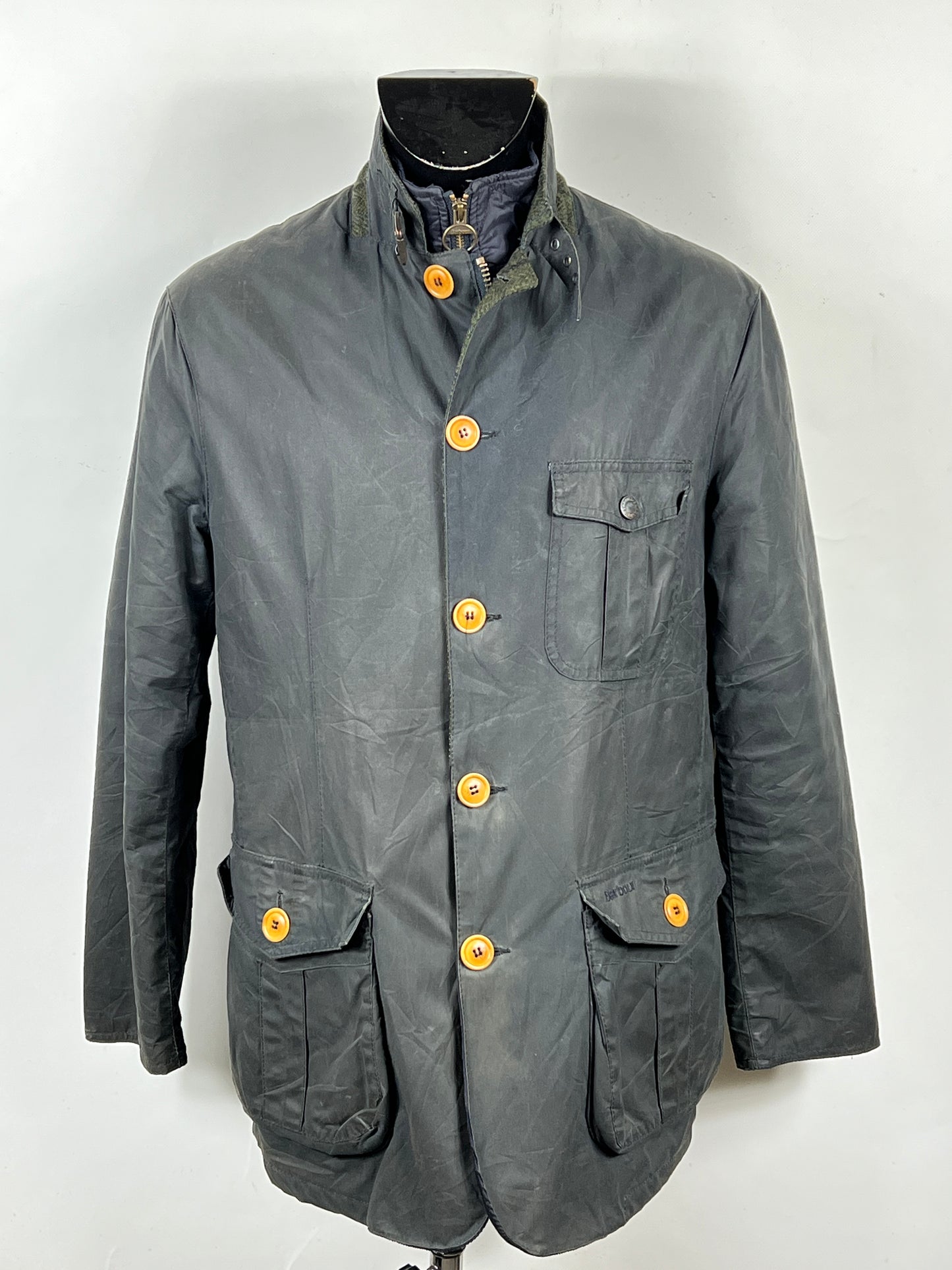 Giacca Barbour da uomo blu recente Kempt XL - Navy Wax man Jacket Size XL
