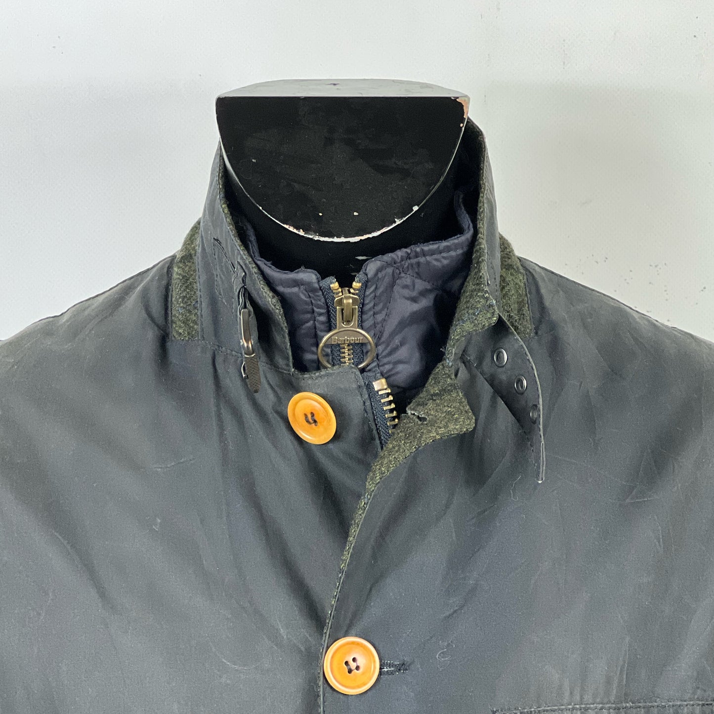 Giacca Barbour da uomo blu recente Kempt XL - Navy Wax man Jacket Size XL