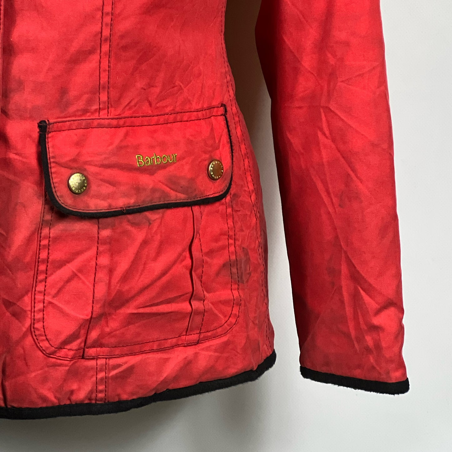Barbour Giacca corta rossa donna Tg. 42 SMU Red Wax Utility Jacket Size UK14