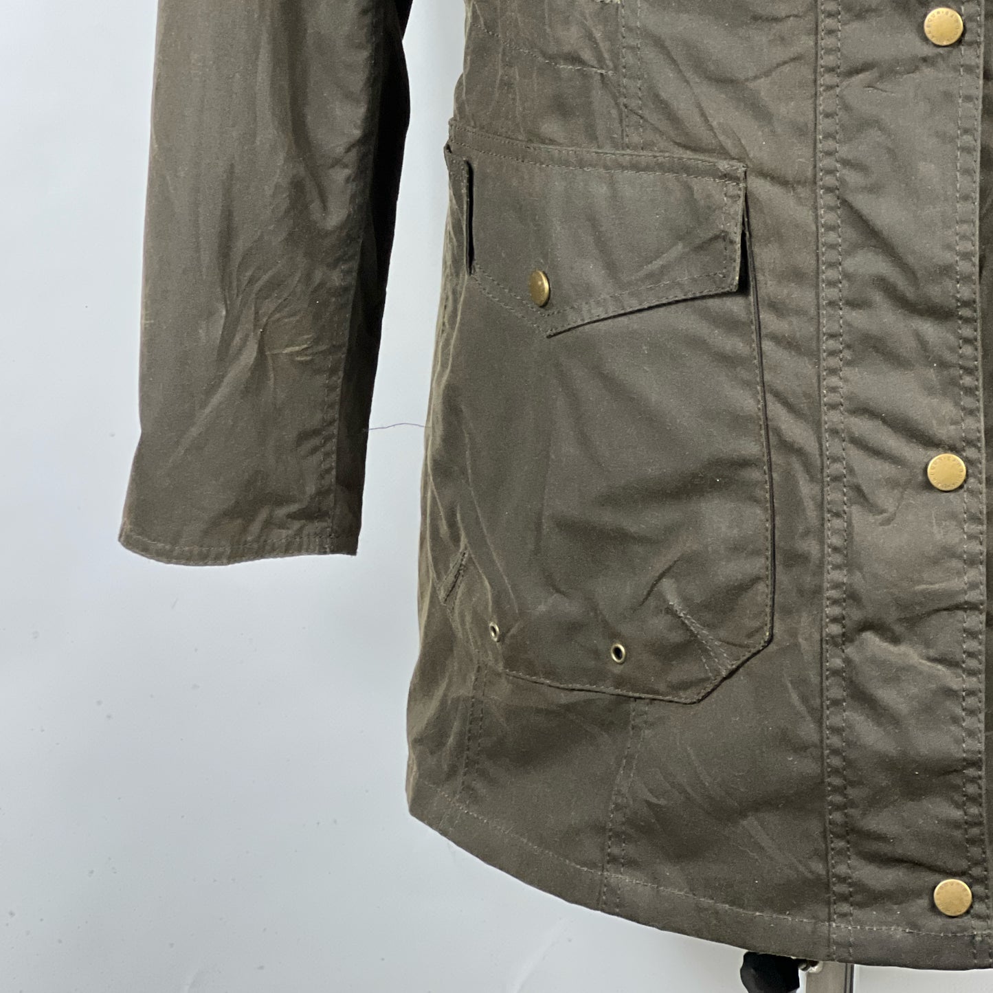 Giacca Barbour verde imbottita con cappuccio UK14 -Green wax jacket size UK14 tg. 42