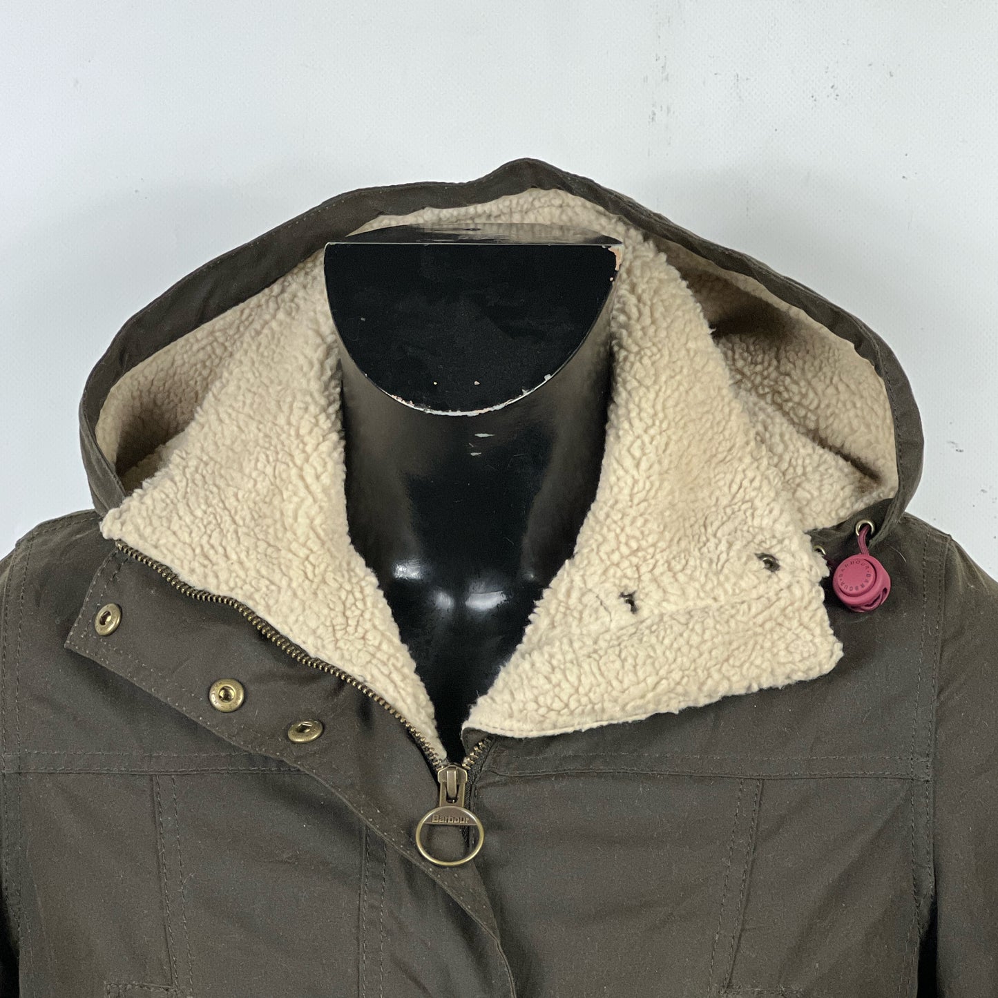 Giacca Barbour verde imbottita con cappuccio UK14 -Green wax jacket size UK14 tg. 42