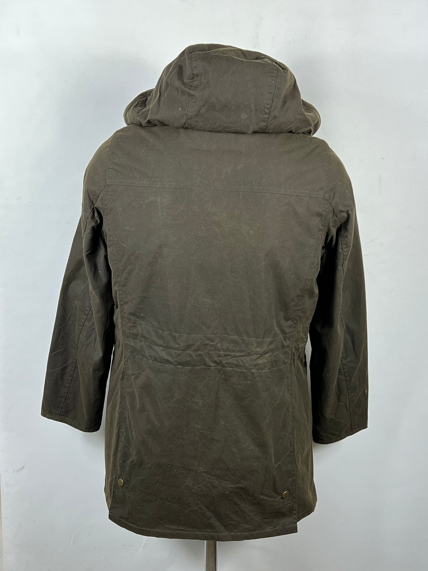Giacca Barbour verde imbottita con cappuccio UK14 -Green wax jacket size UK14 tg. 42