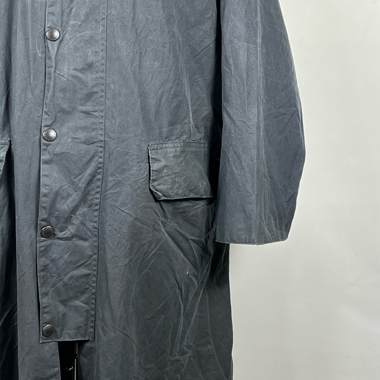 RARO Barbour Burghley blu Vintage C40/102cm Medium Vintage wax Burghley coat M