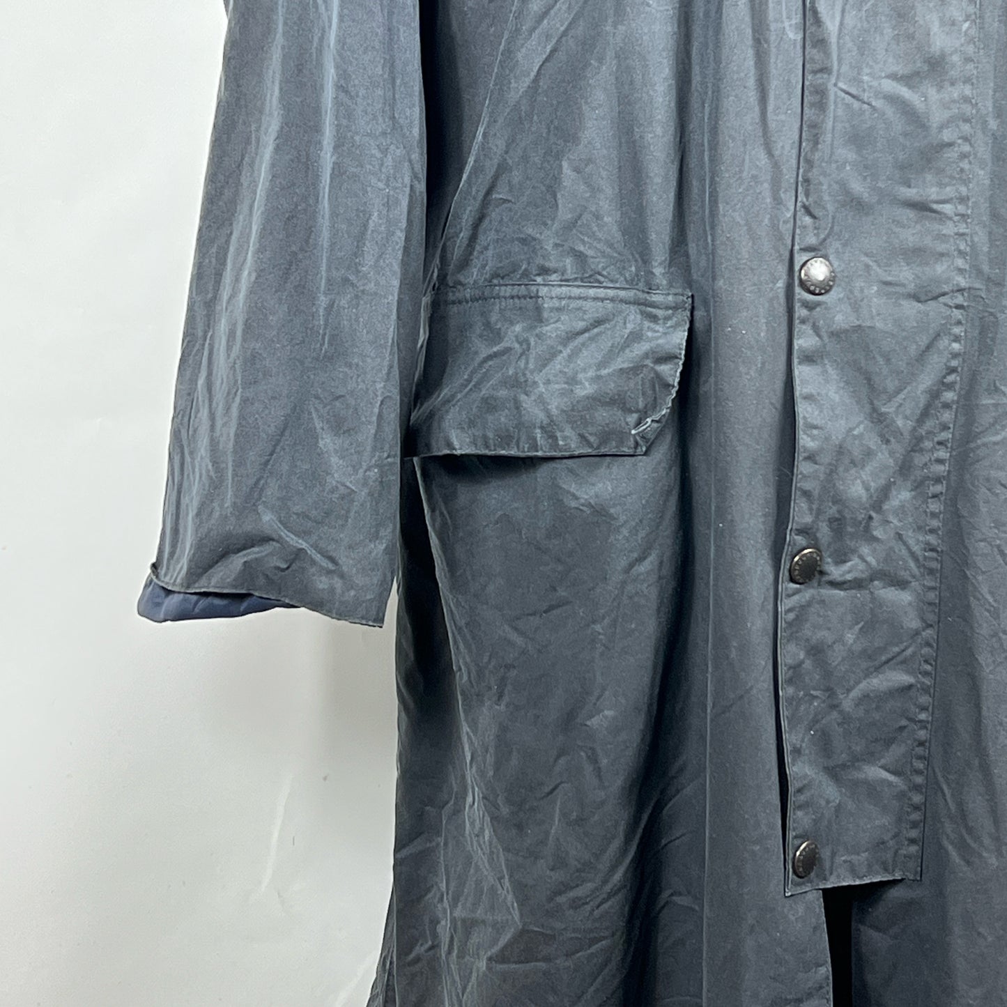 RARO Barbour Burghley blu Vintage C40/102cm Medium Vintage wax Burghley coat M