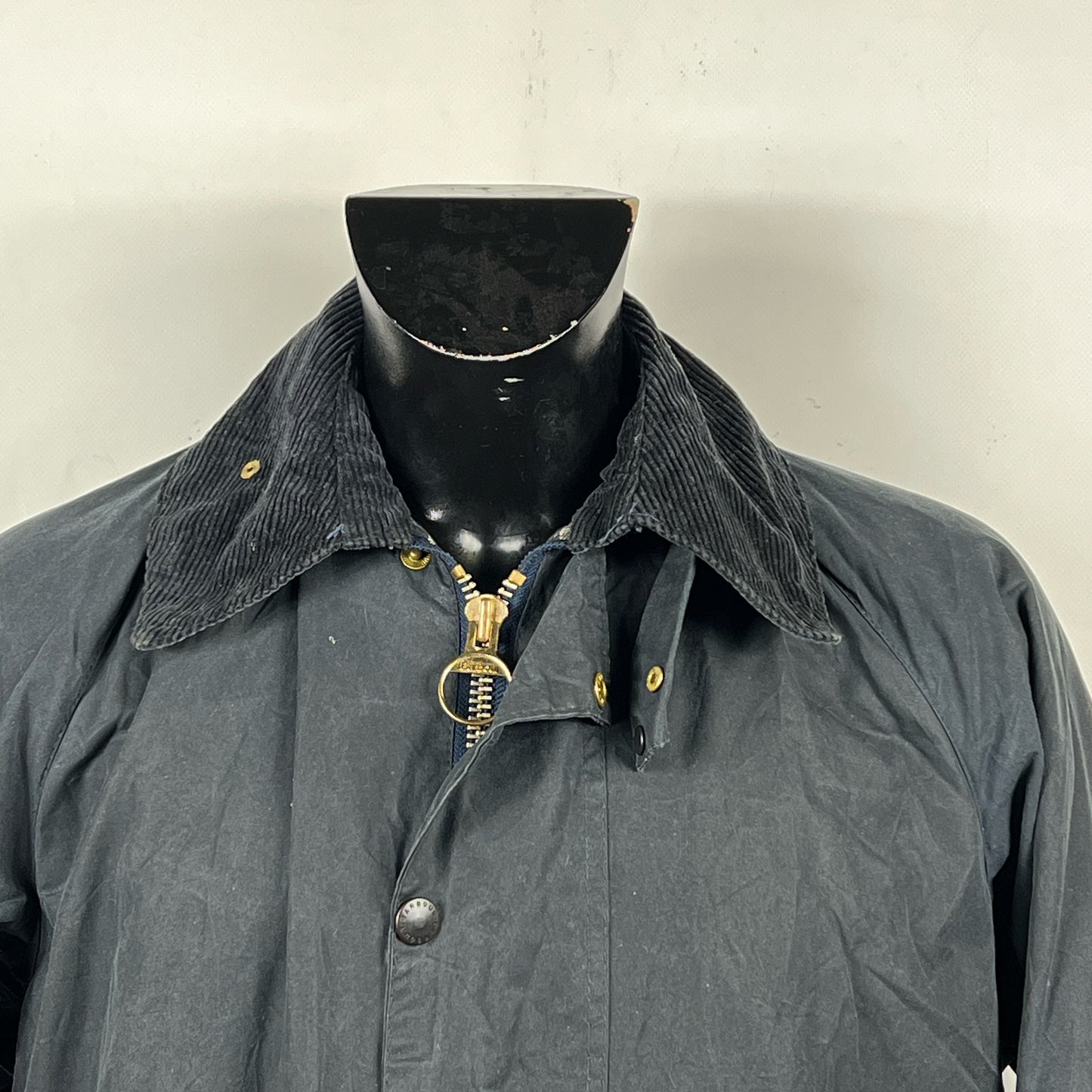 RARO Barbour Burghley blu Vintage C40/102cm Medium Vintage wax Burghley coat M