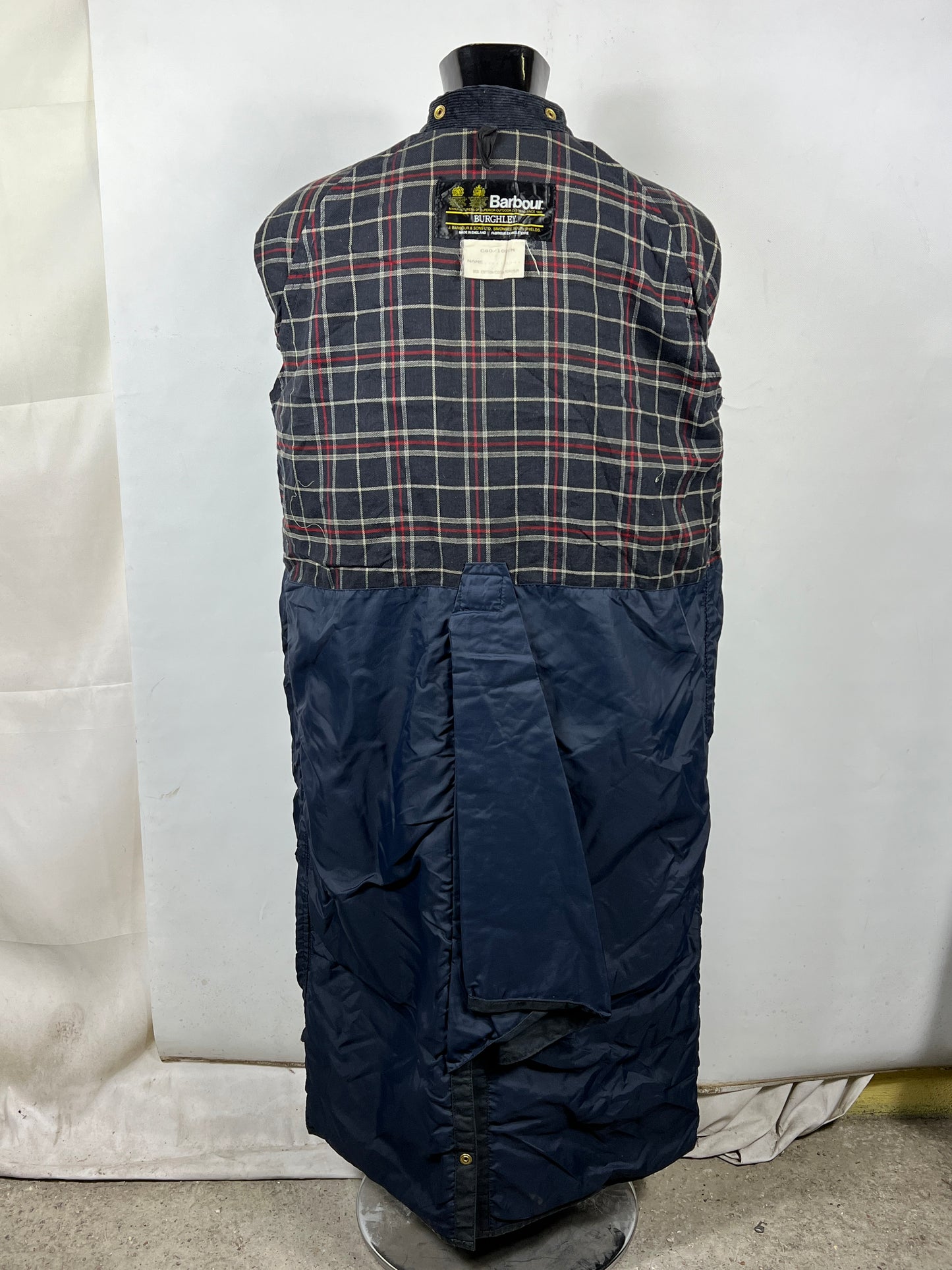 RARO Barbour Burghley blu Vintage C40/102cm Medium Vintage wax Burghley coat M