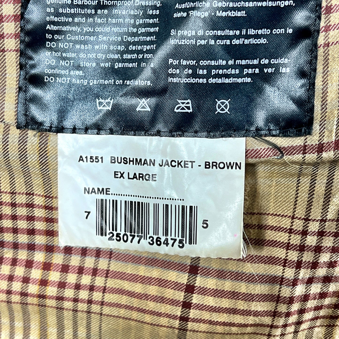 Barbour Giacca Uomo Bushman Marrone XLarge- Man Wax Brown Jacket Size XLarge