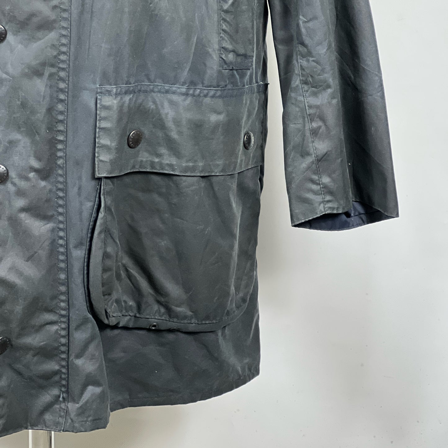 Barbour Border blu cotone Cerato C42/107 cm Navy Border Coat Size Large tg. 52 ita