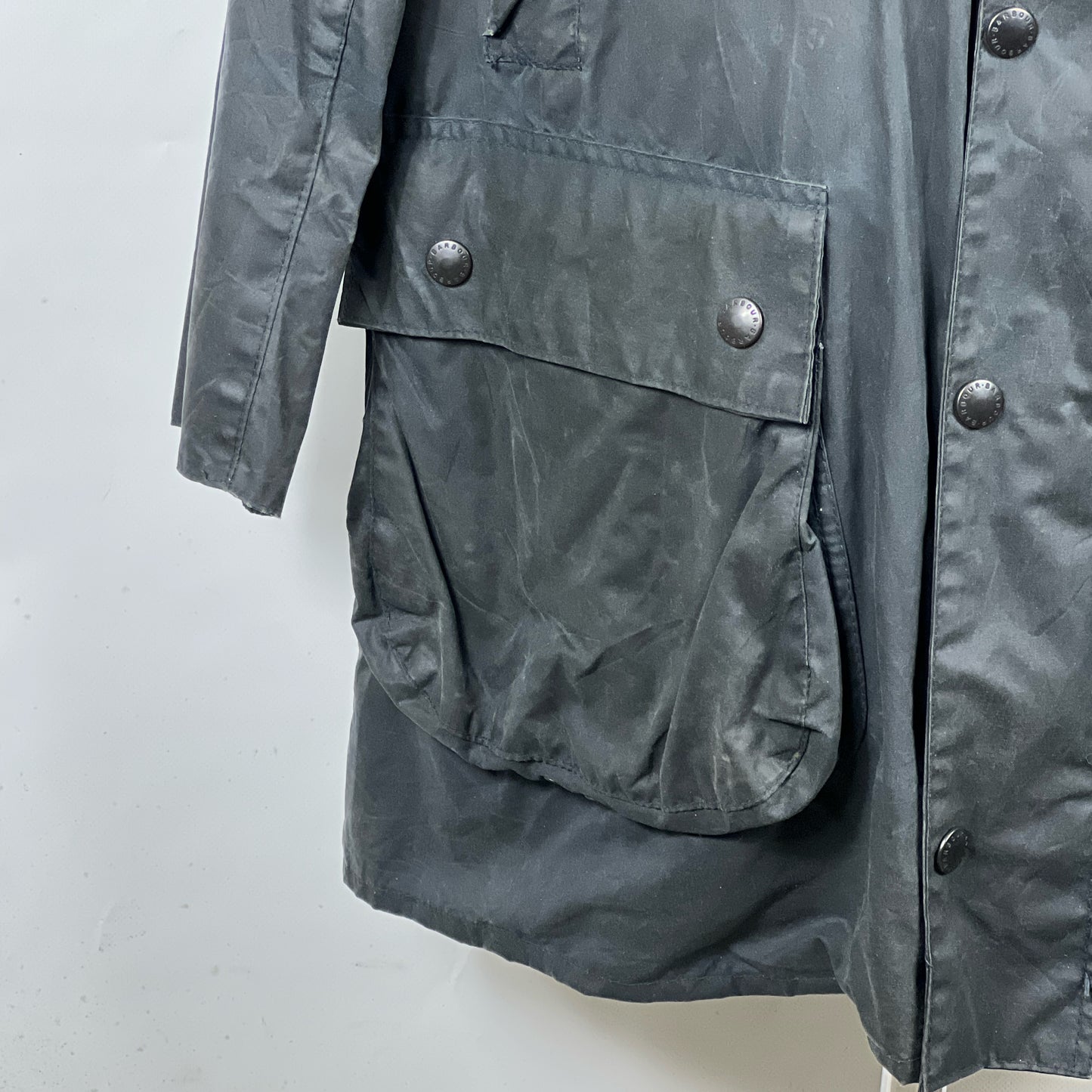 Barbour Border blu cotone Cerato C42/107 cm Navy Border Coat Size Large tg. 52 ita