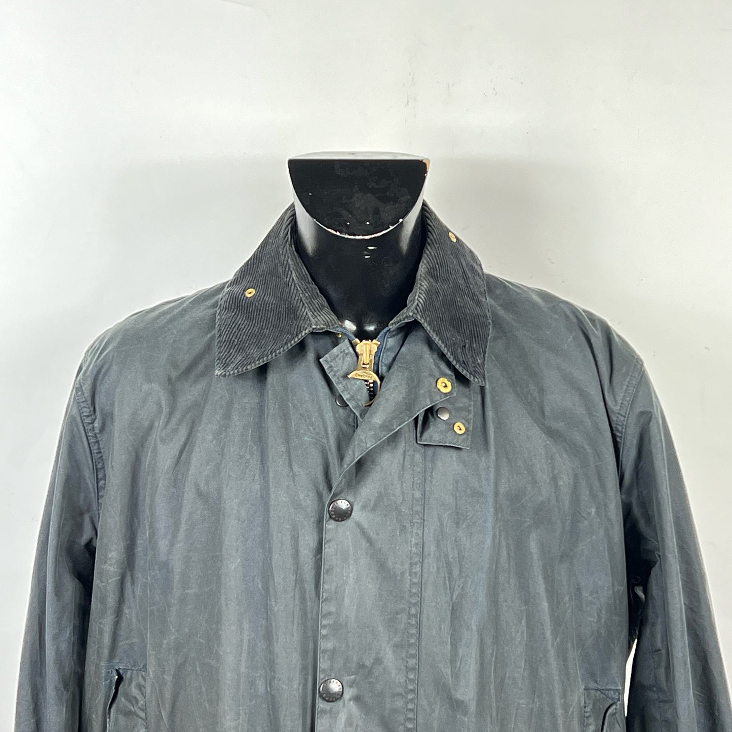 Barbour Border blu cotone Cerato C42/107 cm Navy Border Coat Size Large tg. 52 ita