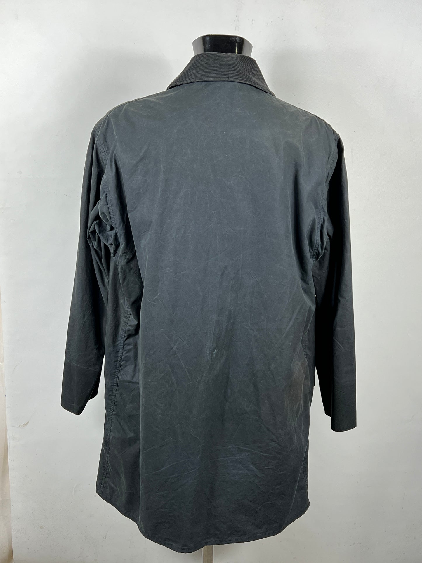 Barbour Border blu cotone Cerato C42/107 cm Navy Border Coat Size Large tg. 52 ita