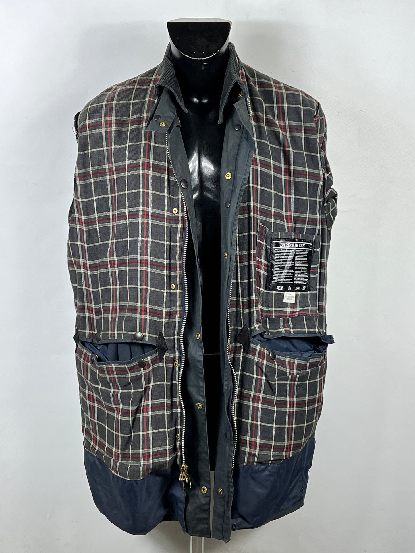 Barbour Border blu cotone Cerato C42/107 cm Navy Border Coat Size Large tg. 52 ita