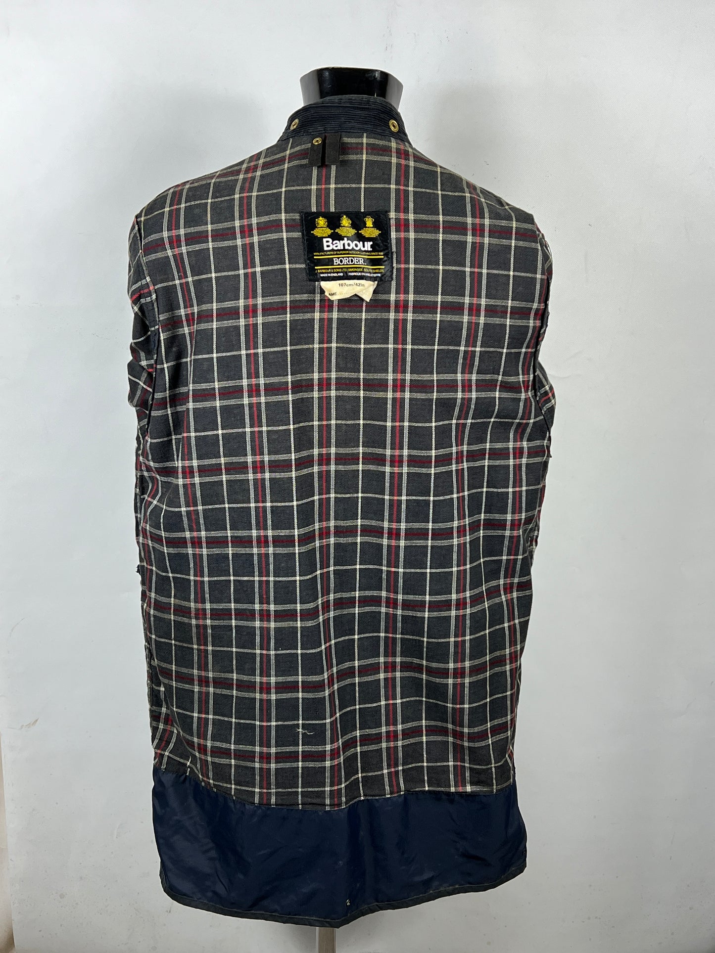 Barbour Border blu cotone Cerato C42/107 cm Navy Border Coat Size Large tg. 52 ita