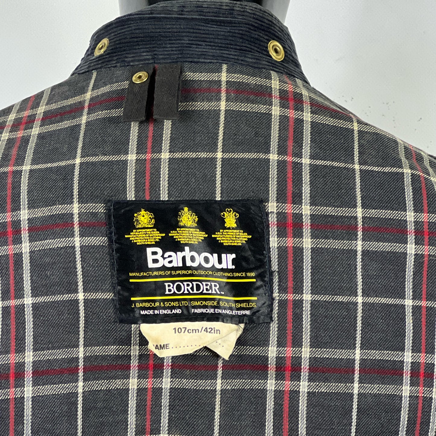 Barbour Border blu cotone Cerato C42/107 cm Navy Border Coat Size Large tg. 52 ita