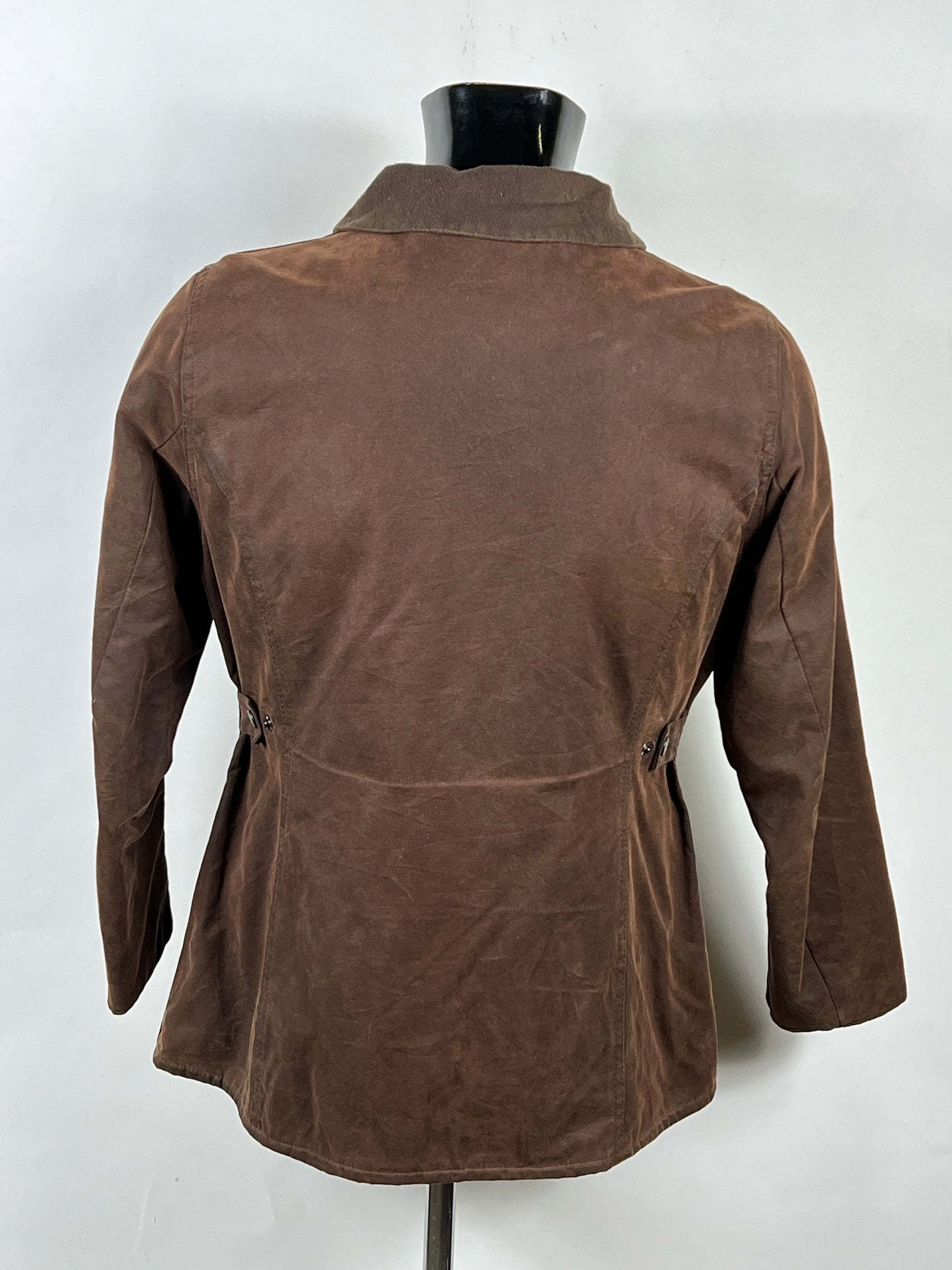 Barbour Giacca corta marrone Fur Trim Utility Tg. 44 Lady Brown Utility wax Jacket uk14