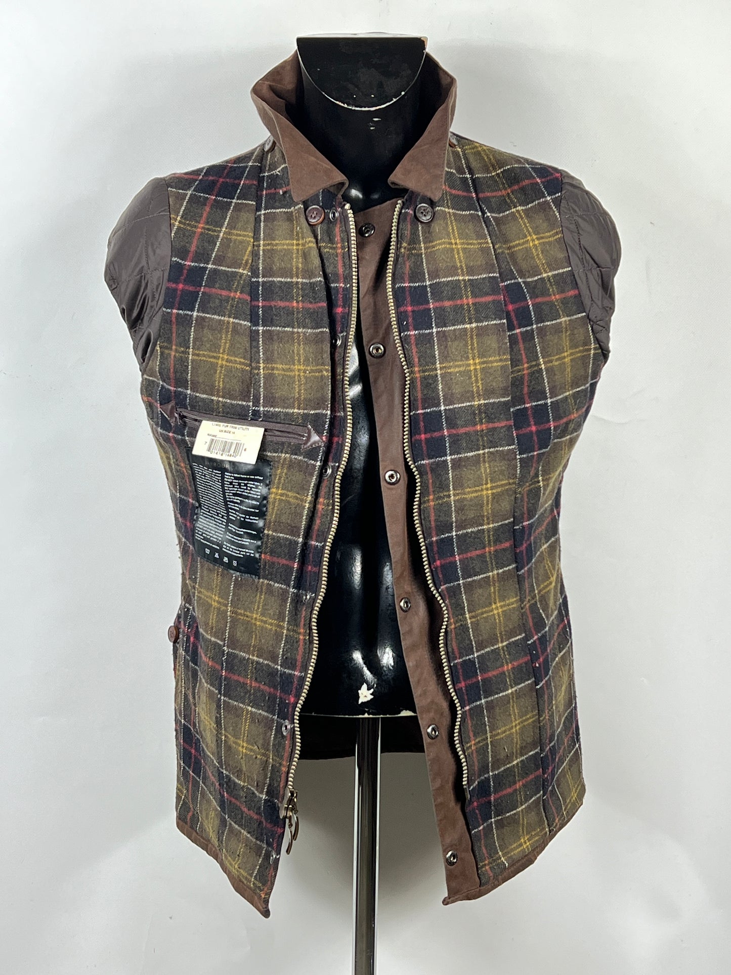 Barbour Giacca corta marrone Fur Trim Utility Tg. 44 Lady Brown Utility wax Jacket uk14