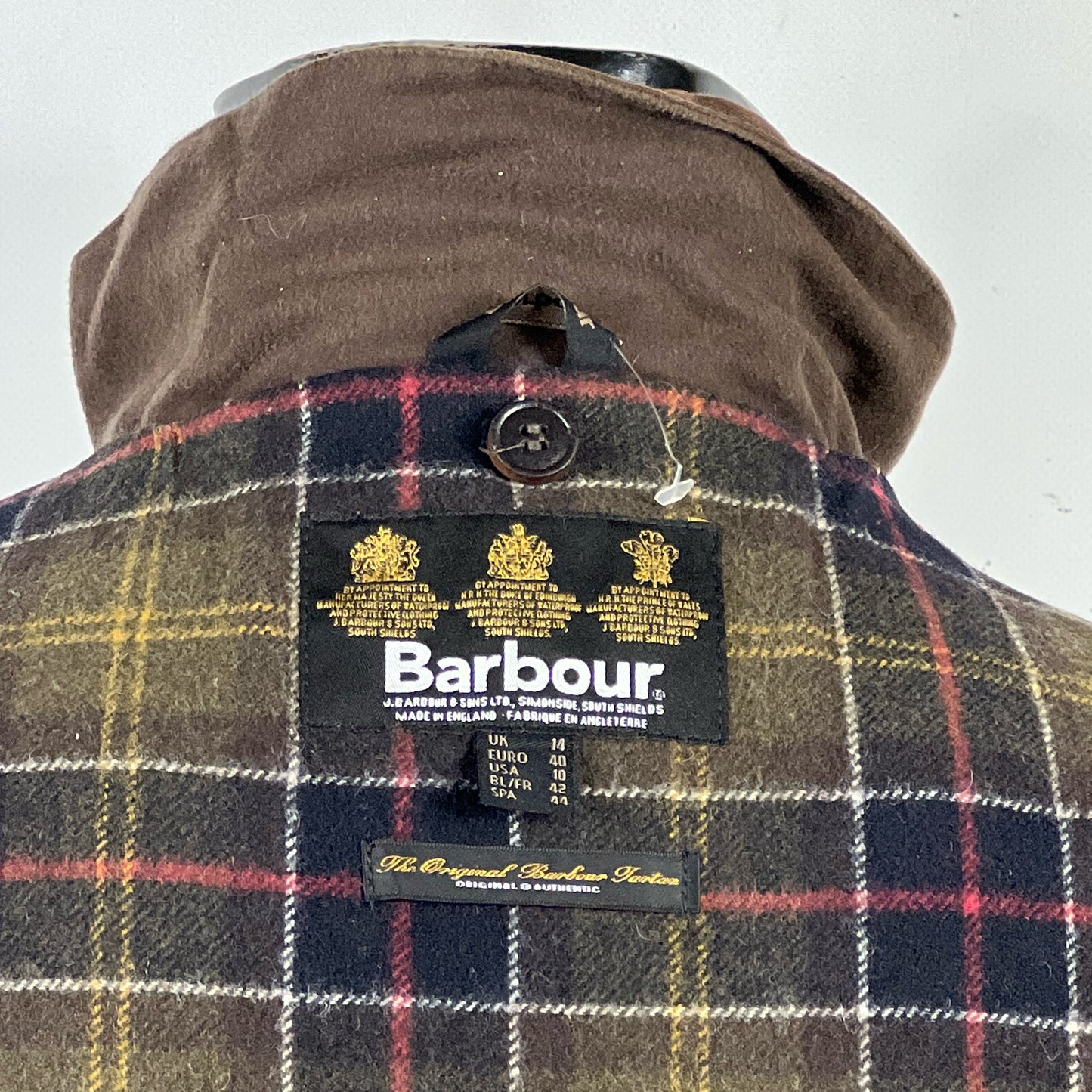 Barbour Giacca corta marrone Fur Trim Utility Tg. 44 Lady Brown Utility wax Jacket uk14