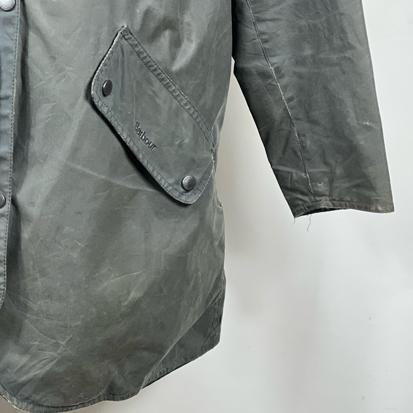 Barbour Giacca blu con cappuccio UNISEX Tg. 48/50 Lady Navy Wax Jacket with hood size uk20