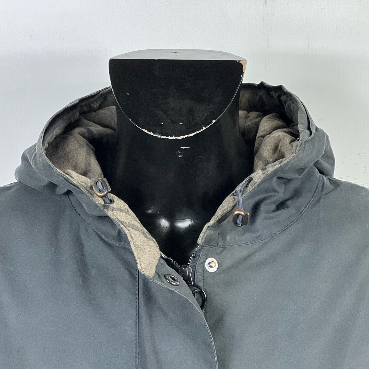 Barbour Giacca blu con cappuccio UNISEX Tg. 48/50 Lady Navy Wax Jacket with hood size uk20