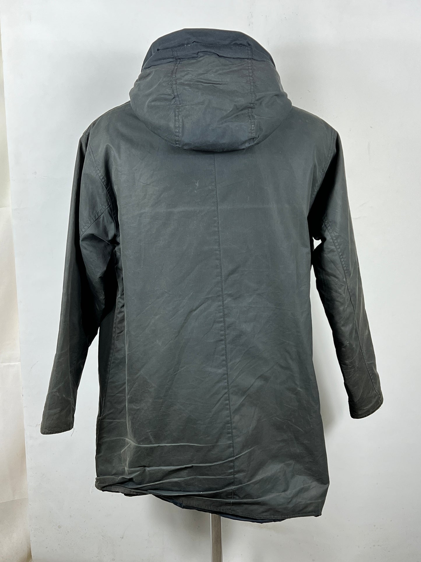 Barbour Giacca blu con cappuccio UNISEX Tg. 48/50 Lady Navy Wax Jacket with hood size uk20