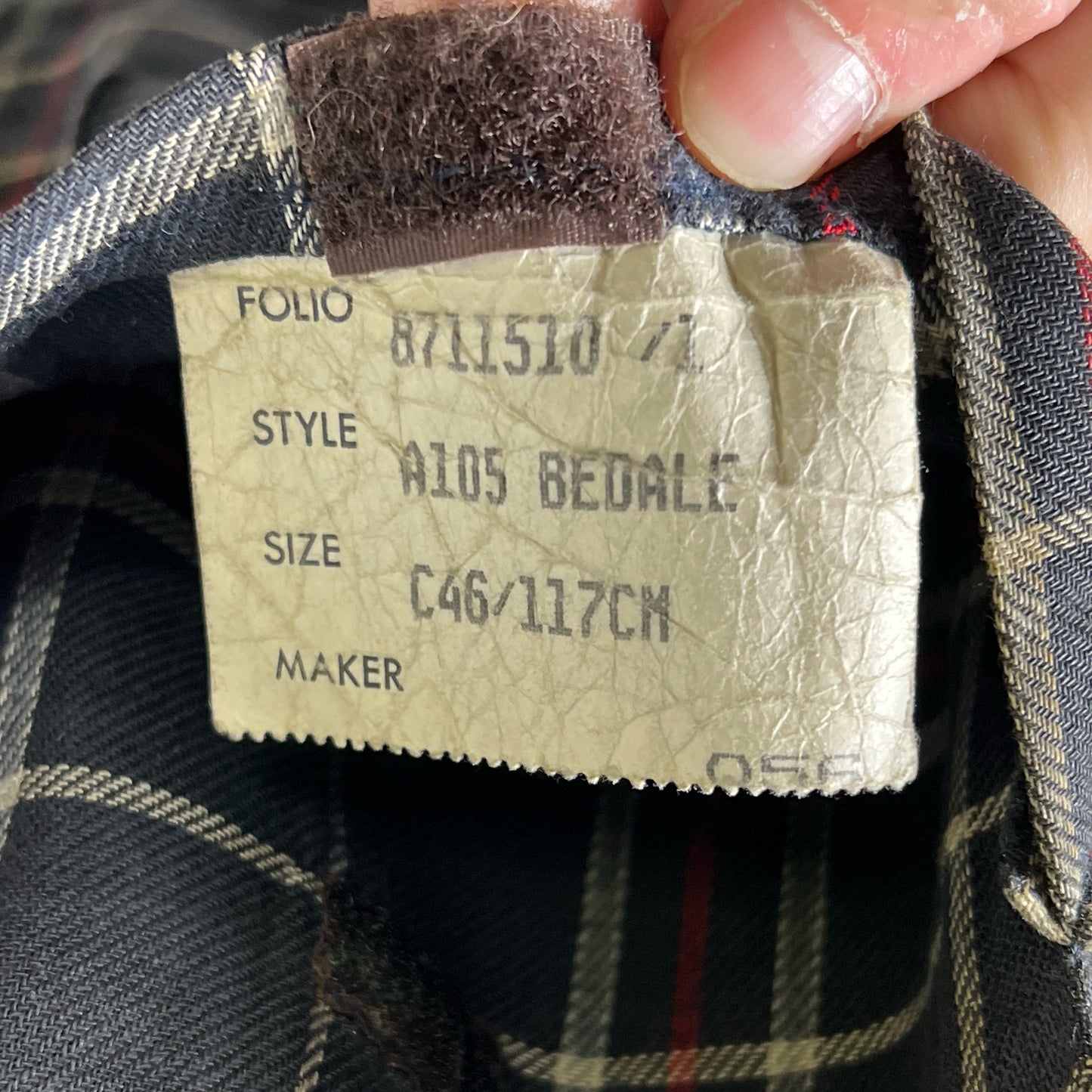 Barbour Giacca Bedale Uomo Vintage Blu C46/117cm Bedale waxed jacket Size XL