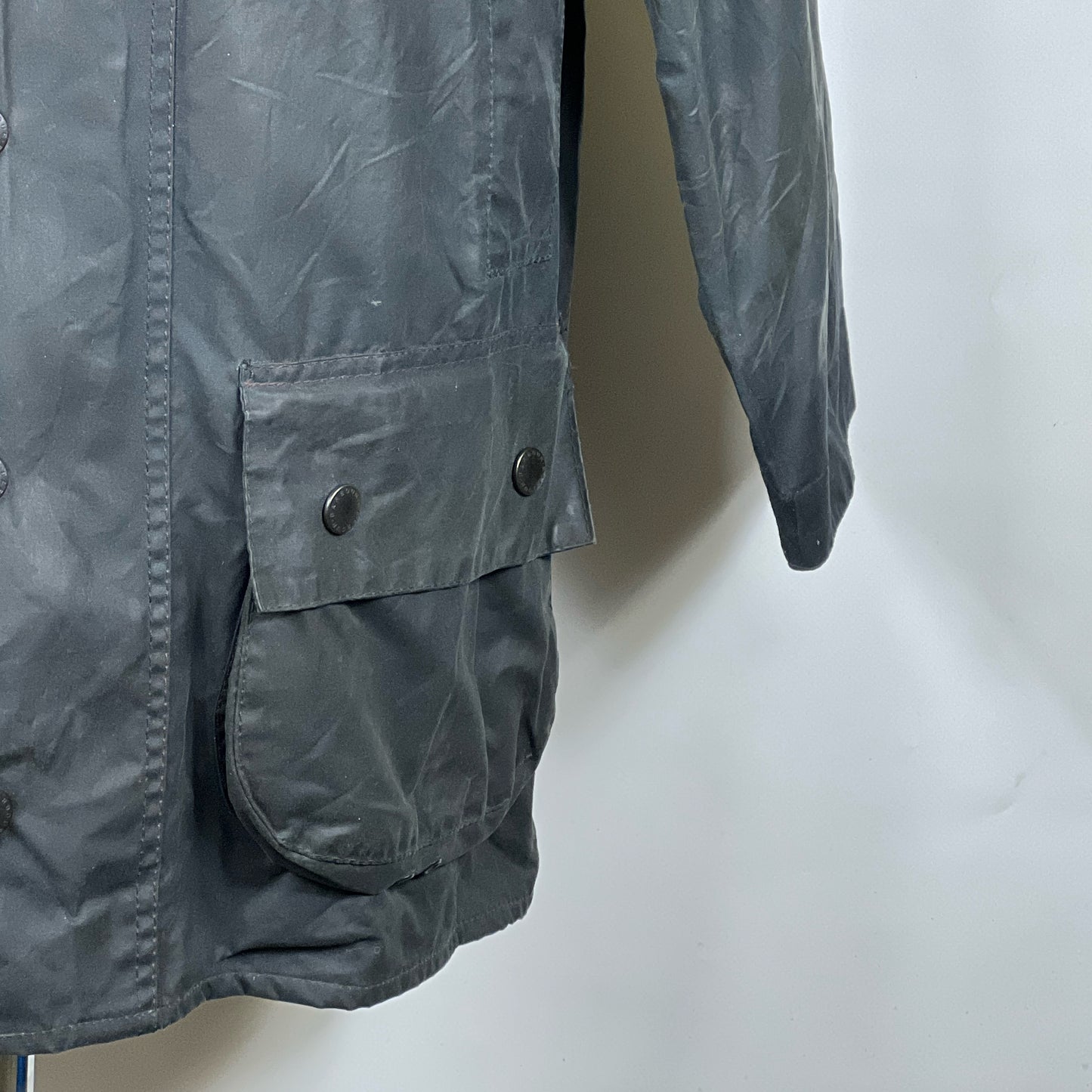 Barbour Giacca Beaufort vintage blu C38/97 cm -Navy waxed Beaufort Jacket Size Small