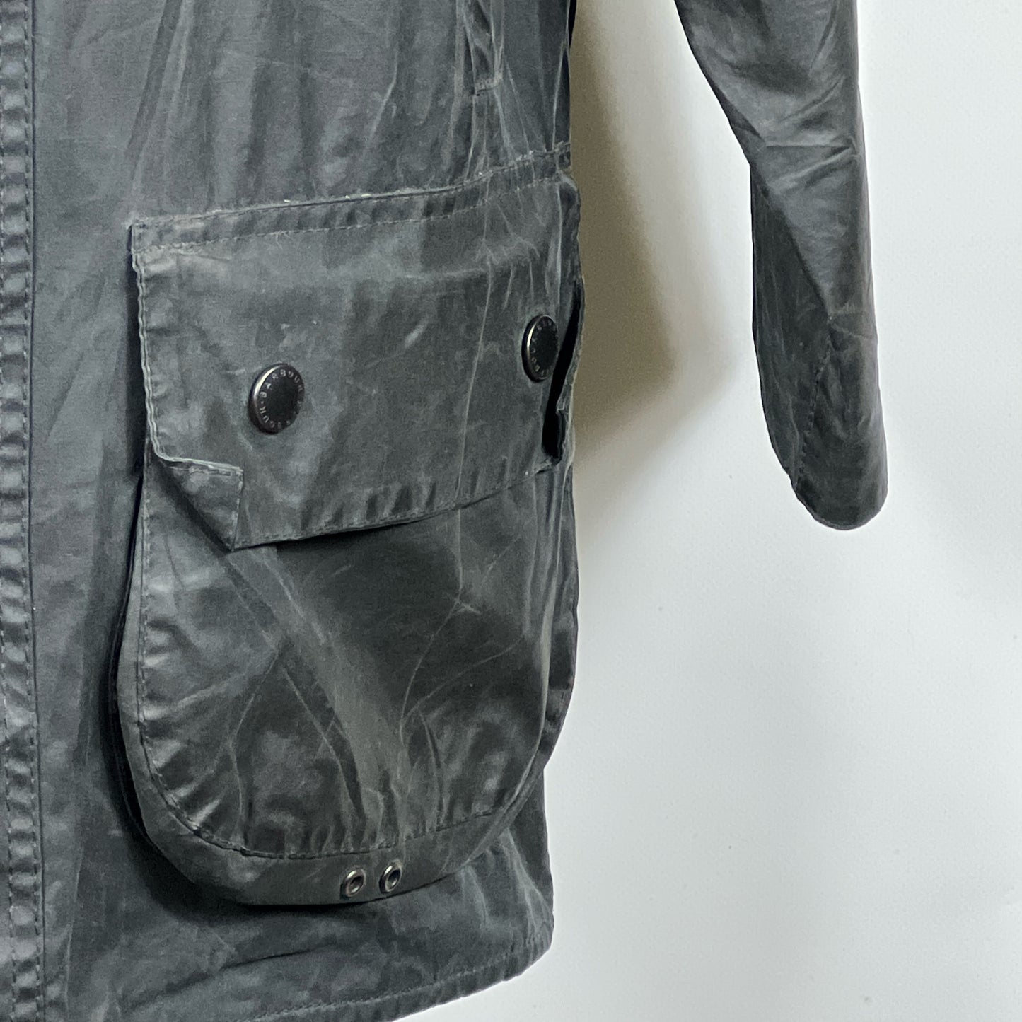 Barbour Giacca Beaufort vintage blu C38/97 cm -Navy waxed Beaufort Jacket Size Small