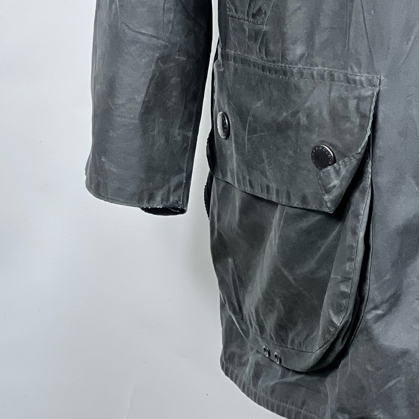Barbour Giacca Beaufort vintage blu C38/97 cm -Navy waxed Beaufort Jacket Size Small