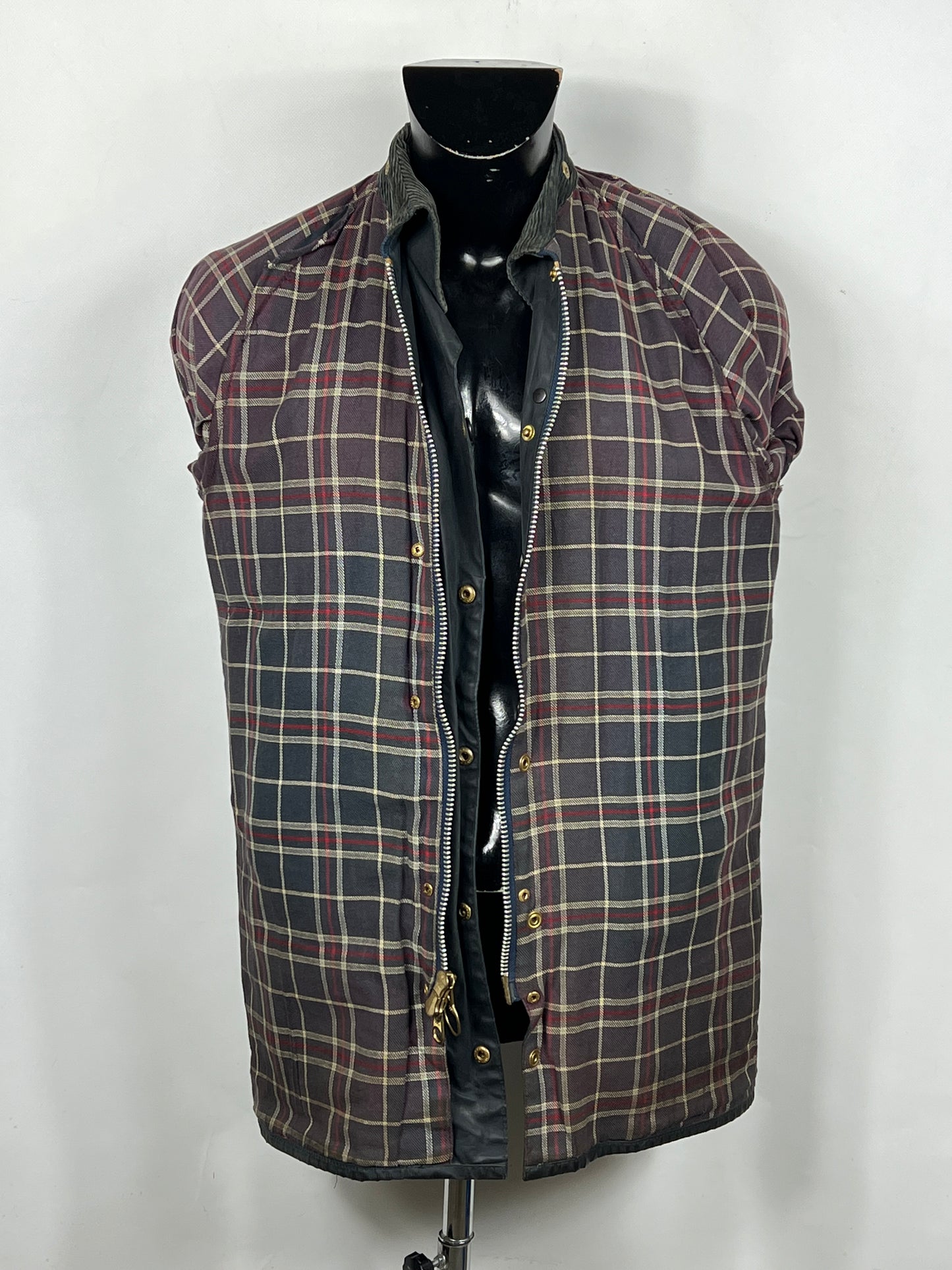 Barbour Giacca Beaufort vintage blu C38/97 cm -Navy waxed Beaufort Jacket Size Small