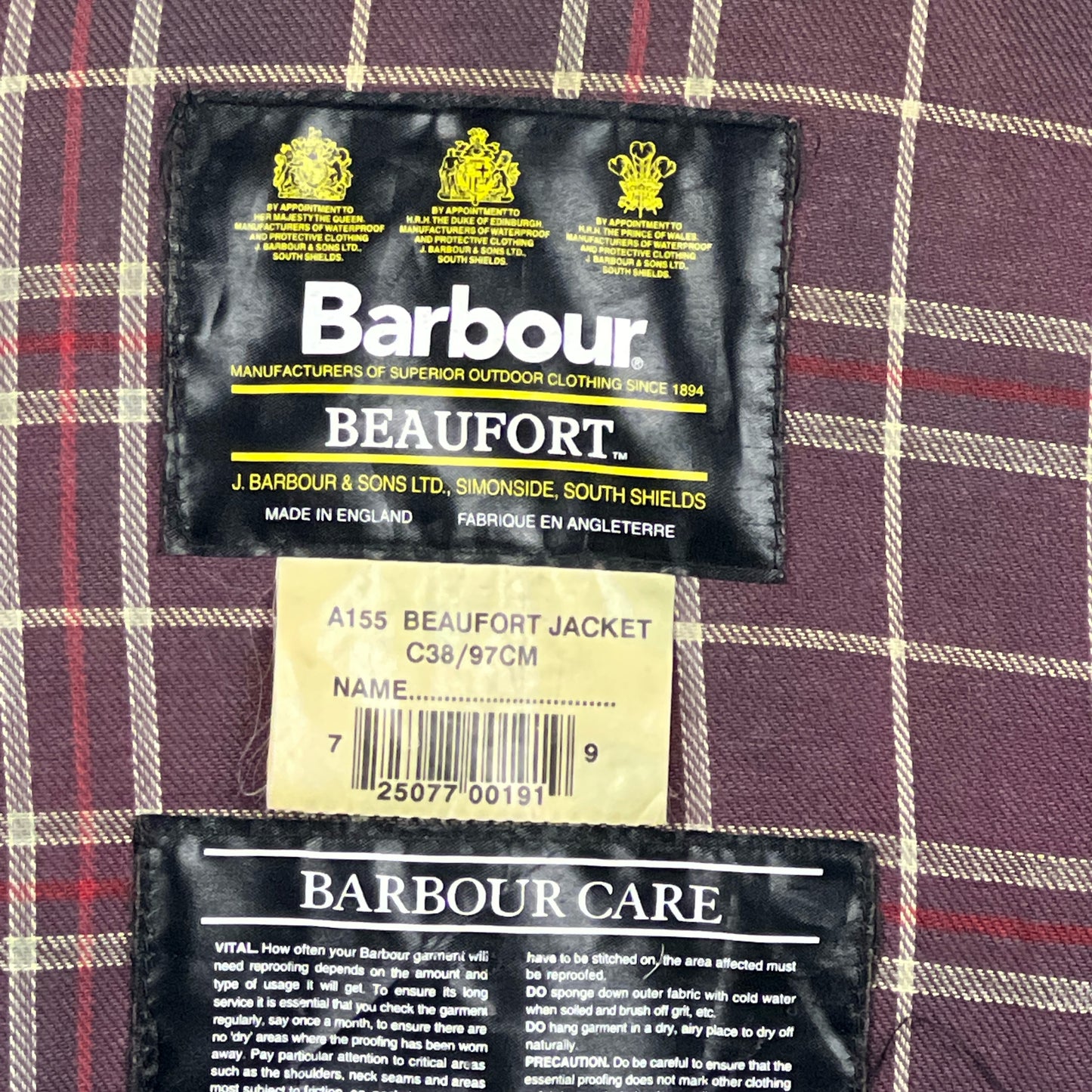 Barbour Giacca Beaufort vintage blu C38/97 cm -Navy waxed Beaufort Jacket Size Small
