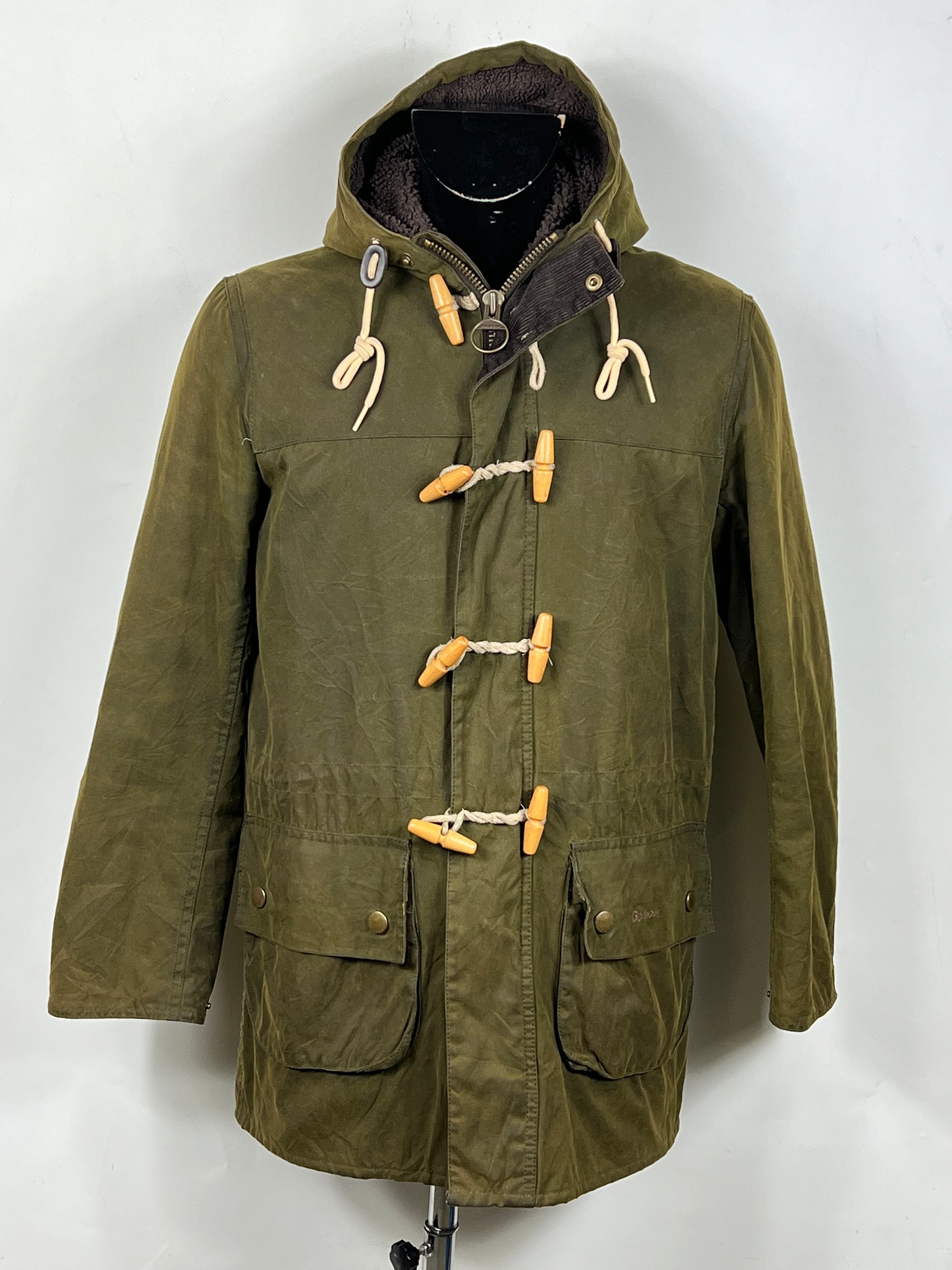 Parka Barbour verde con cappuccio Kirkham Small-Man Green Parka Jacket size S