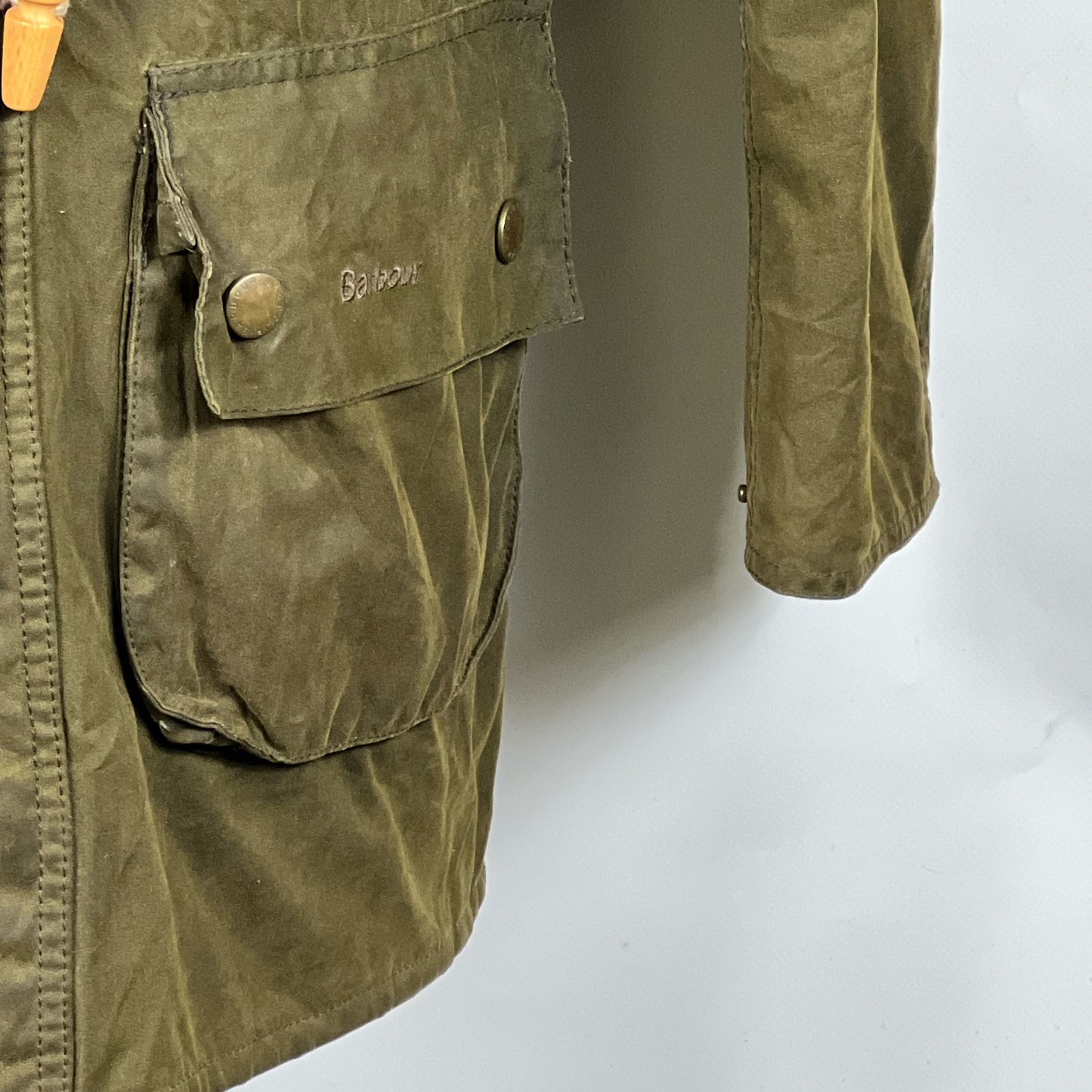 Parka Barbour verde con cappuccio Kirkham Small-Man Green Parka Jacket size S