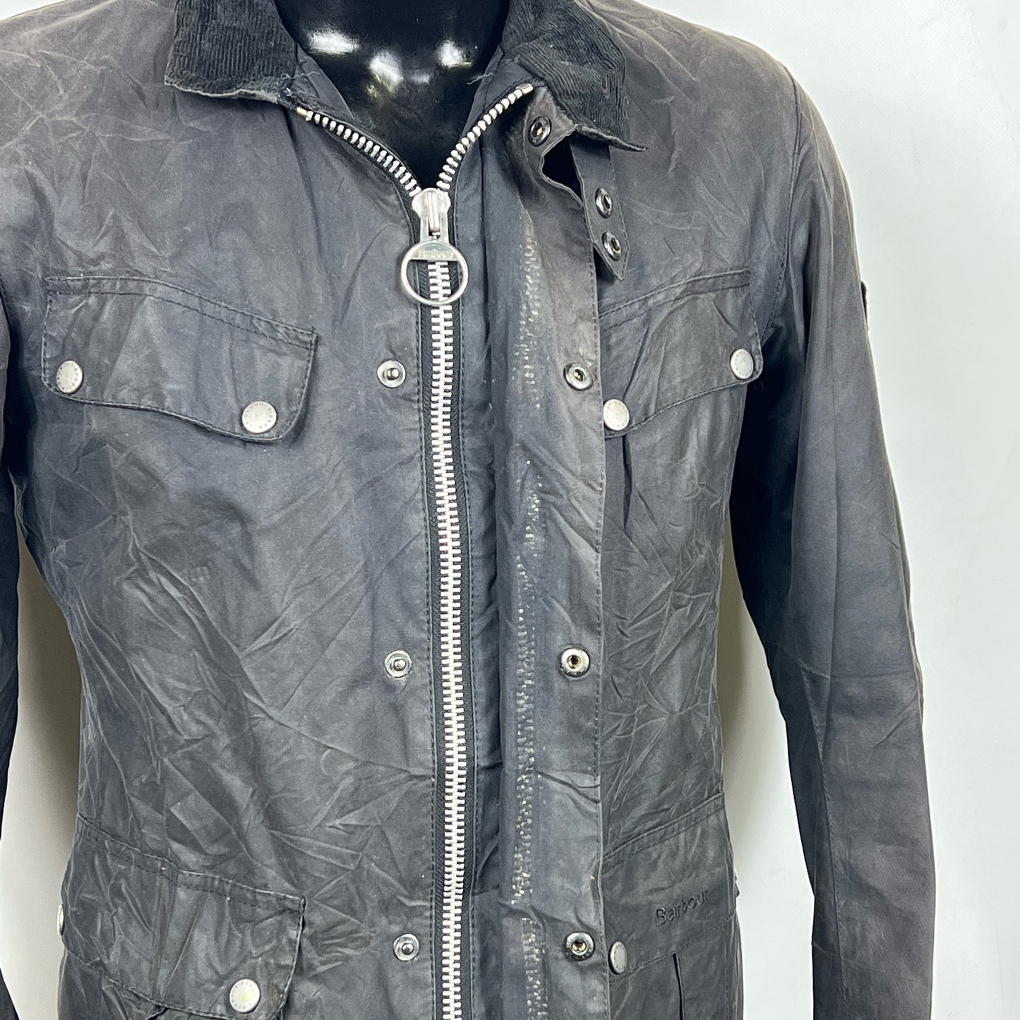 Giacca Barbour da moto Duke nero S -Man black Duke wax Jacket Size Small