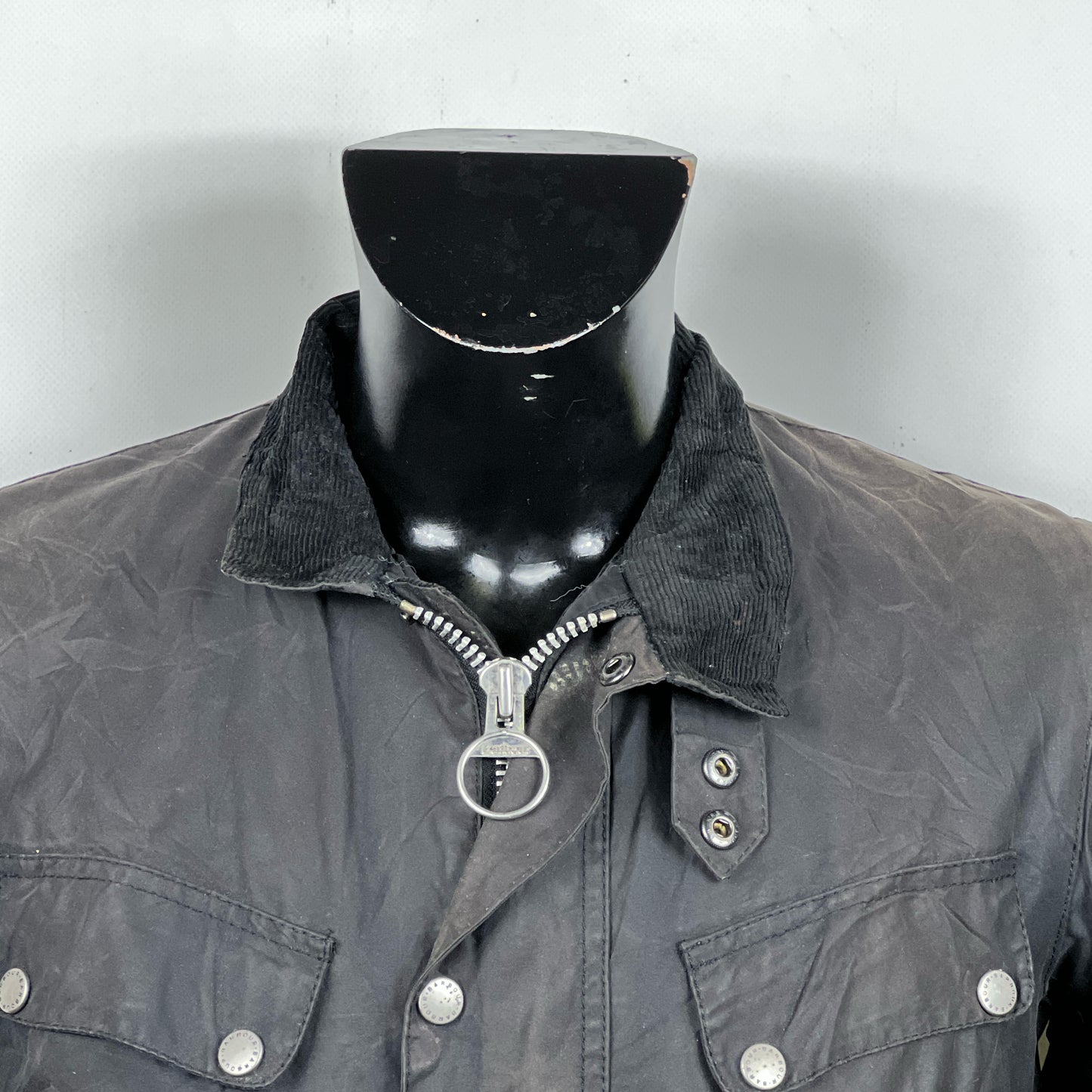 Giacca Barbour da moto Duke nero S -Man black Duke wax Jacket Size Small