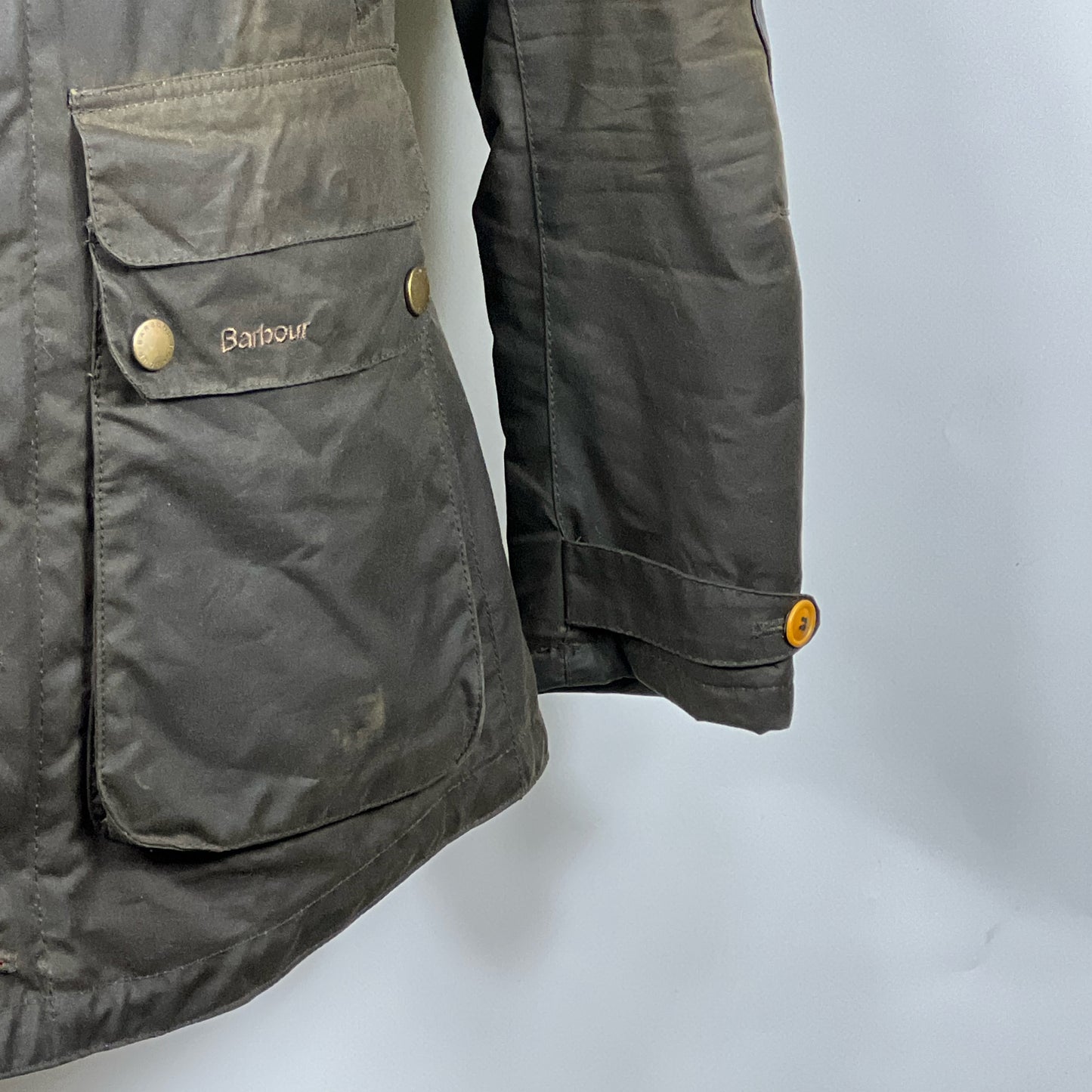RARO Game Parka Barbour verde con cappuccio Small - Wax Green Parka Size Small