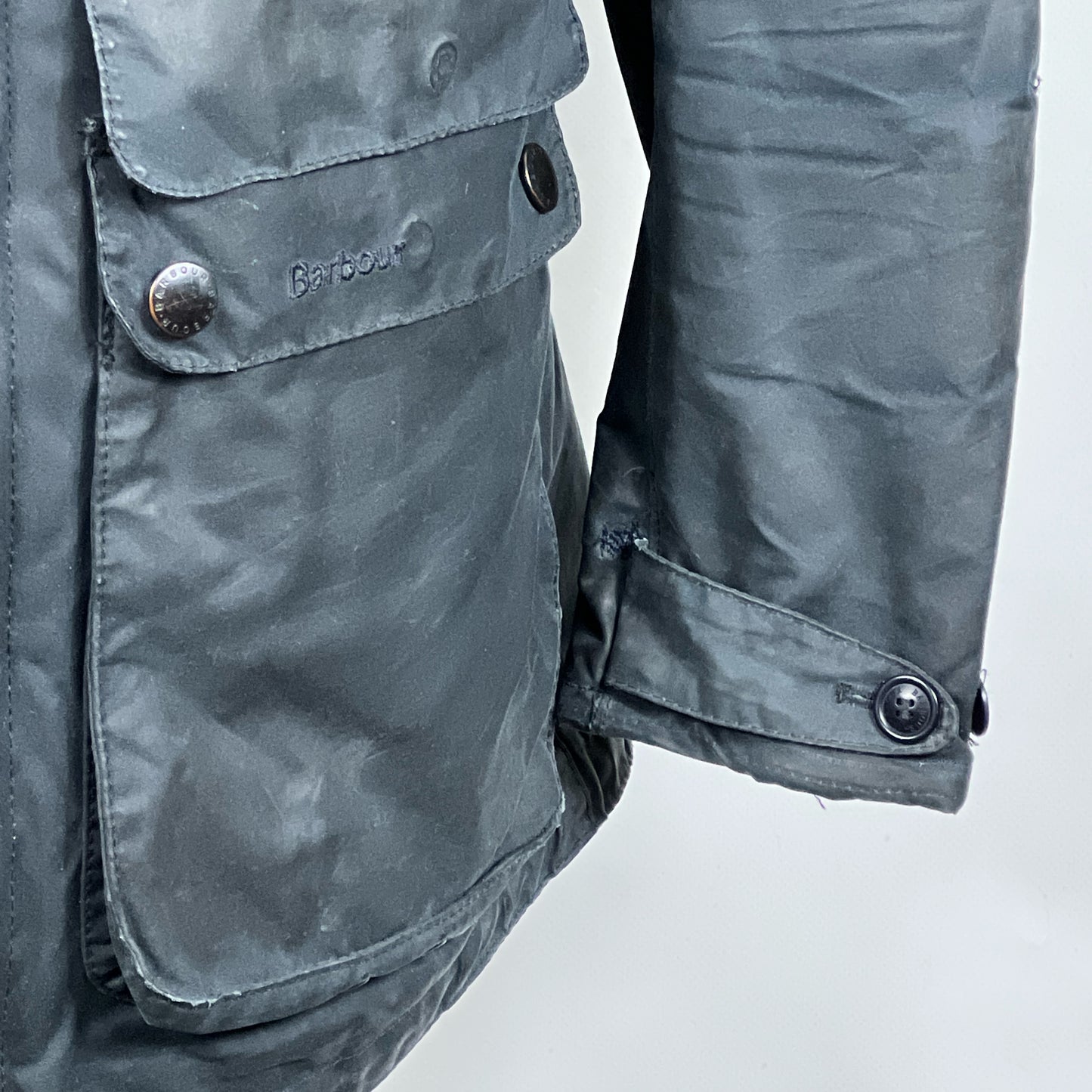 RARO Game Parka Barbour blu con cappuccio Small - Wax Navy Parka Size Small