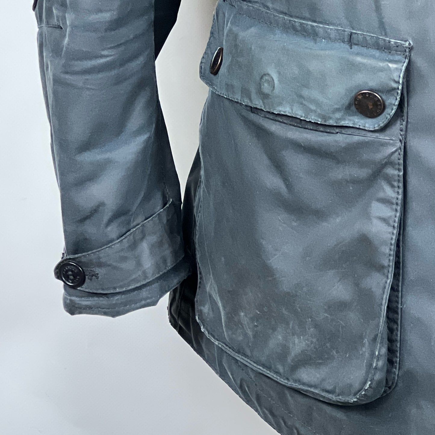 RARO Game Parka Barbour blu con cappuccio Small - Wax Navy Parka Size Small