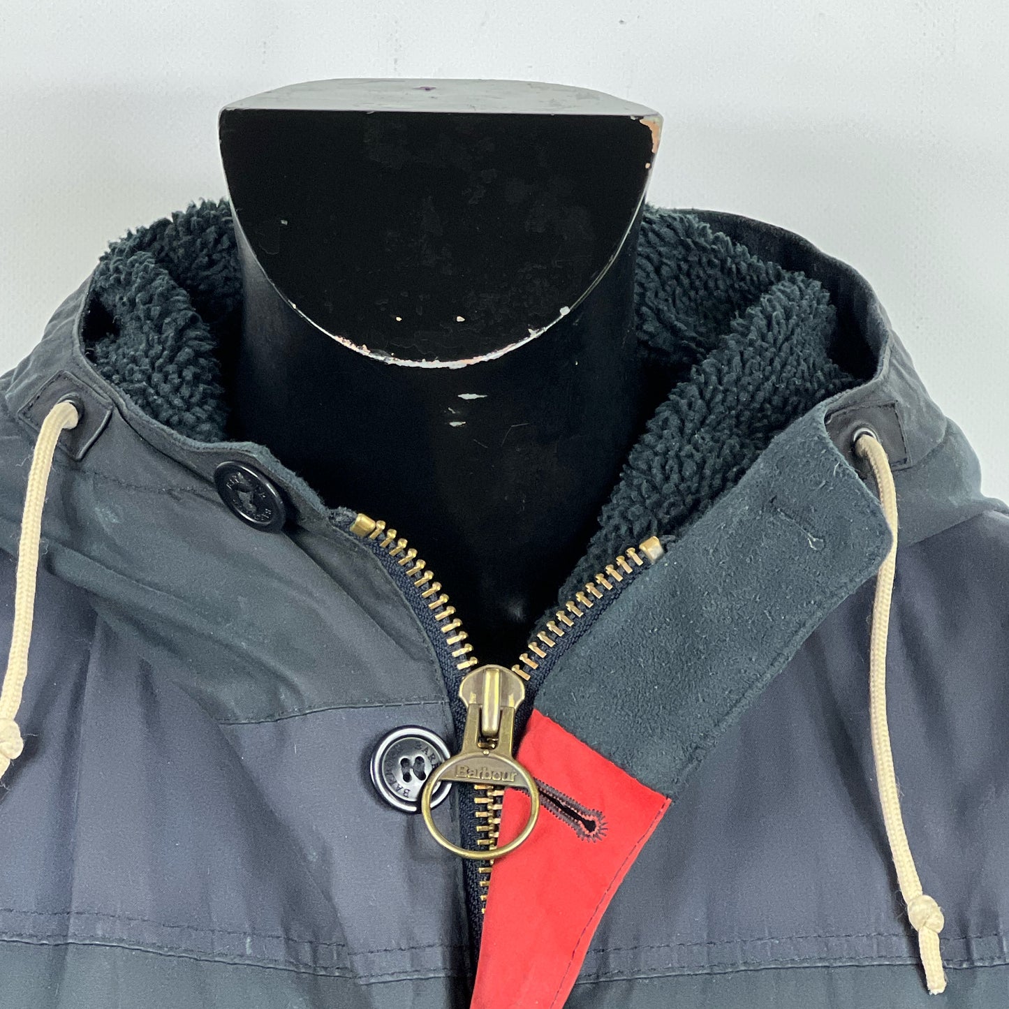 RARO Game Parka Barbour blu con cappuccio Small - Wax Navy Parka Size Small