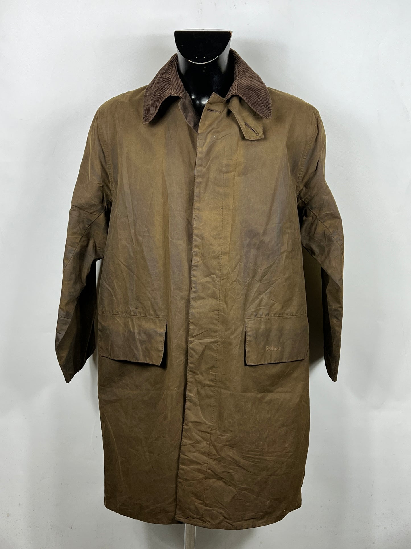RARO Barbour Cappotto Vintage verde Medium Original 3/4 green waxed coat Size M