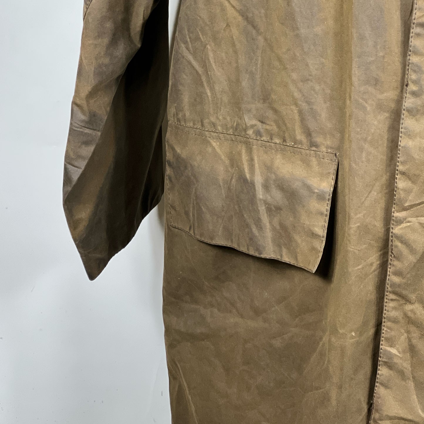 RARO Barbour Cappotto Vintage verde Medium Original 3/4 green waxed coat Size M