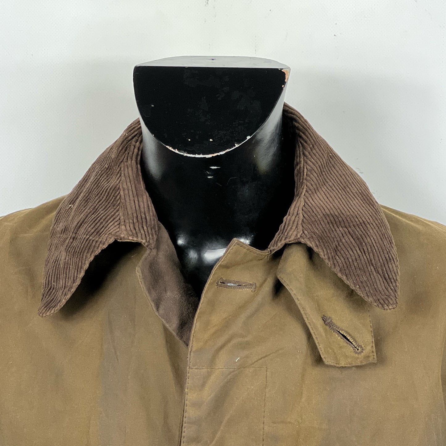 RARO Barbour Cappotto Vintage verde Medium Original 3/4 green waxed coat Size M