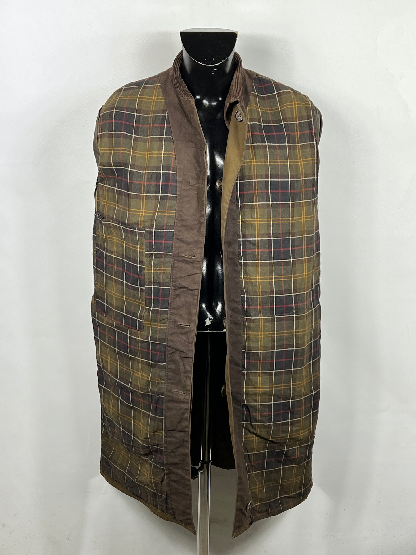 RARO Barbour Cappotto Vintage verde Medium Original 3/4 green waxed coat Size M